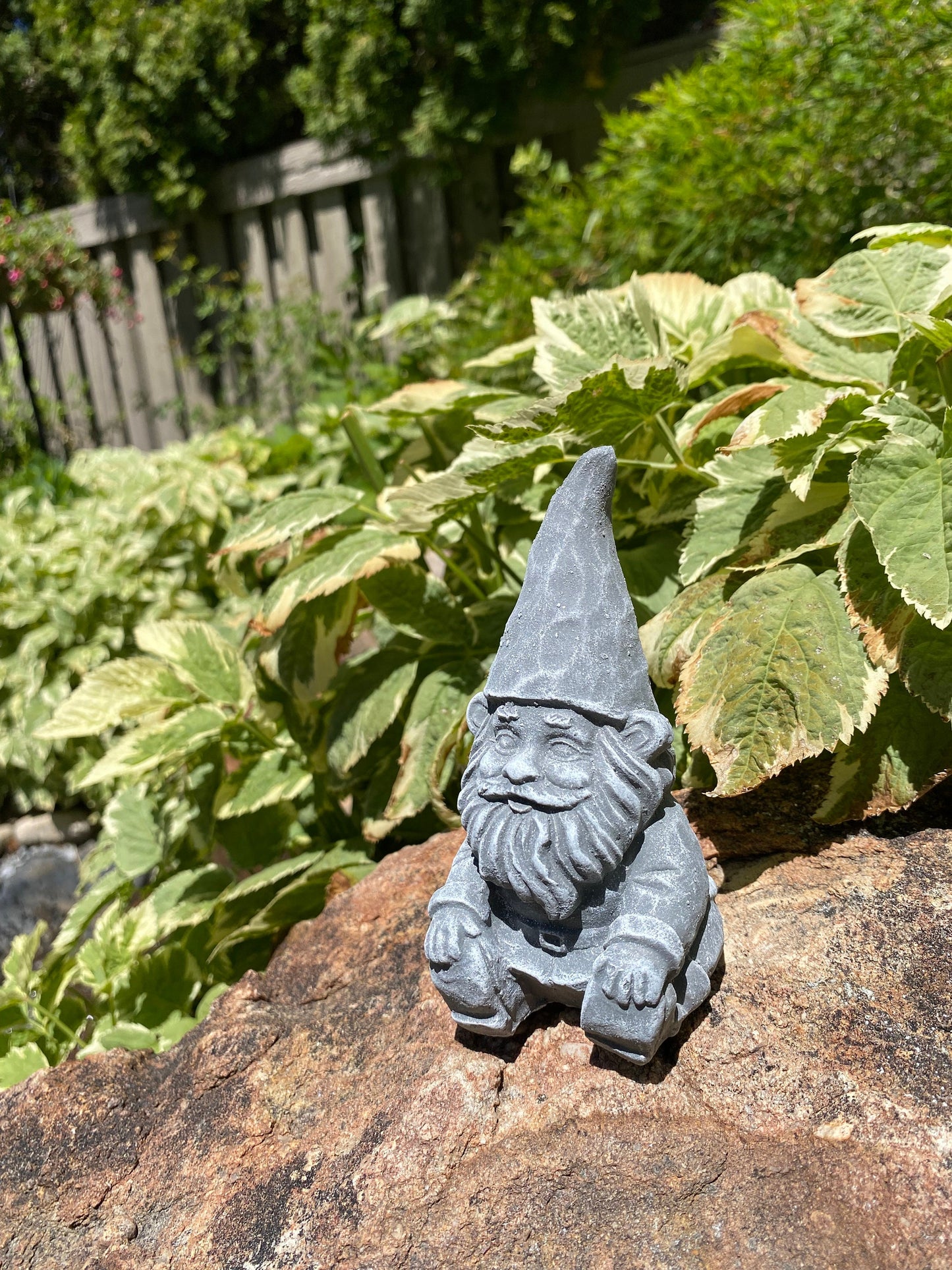 Handmade Pair of Garden Gnomes Cement Statues
