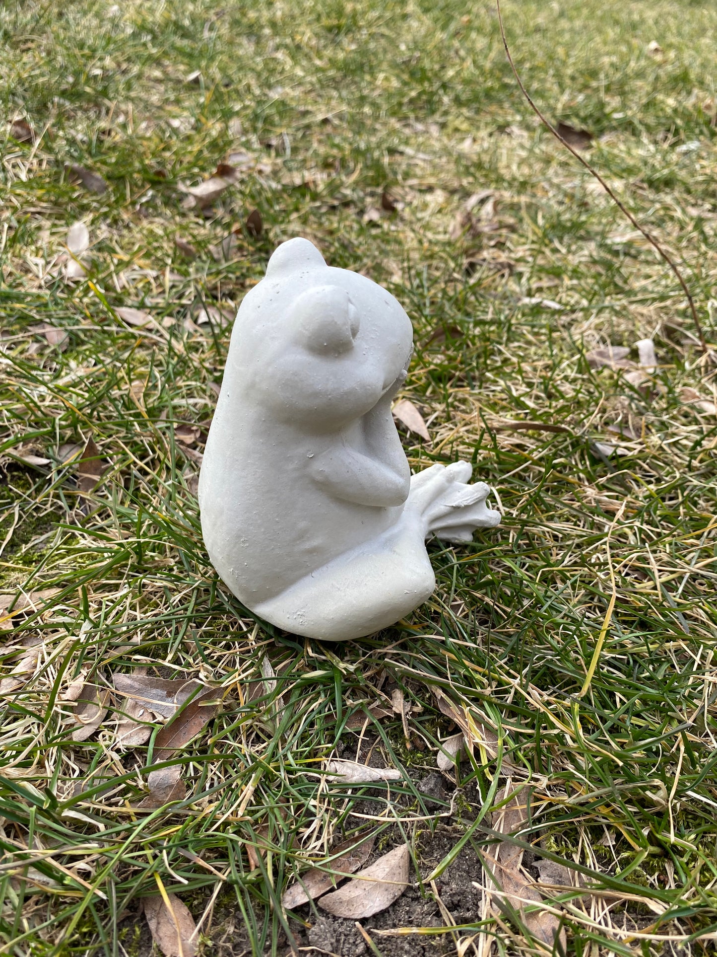 Handmade Sitting Frog Cement Statue