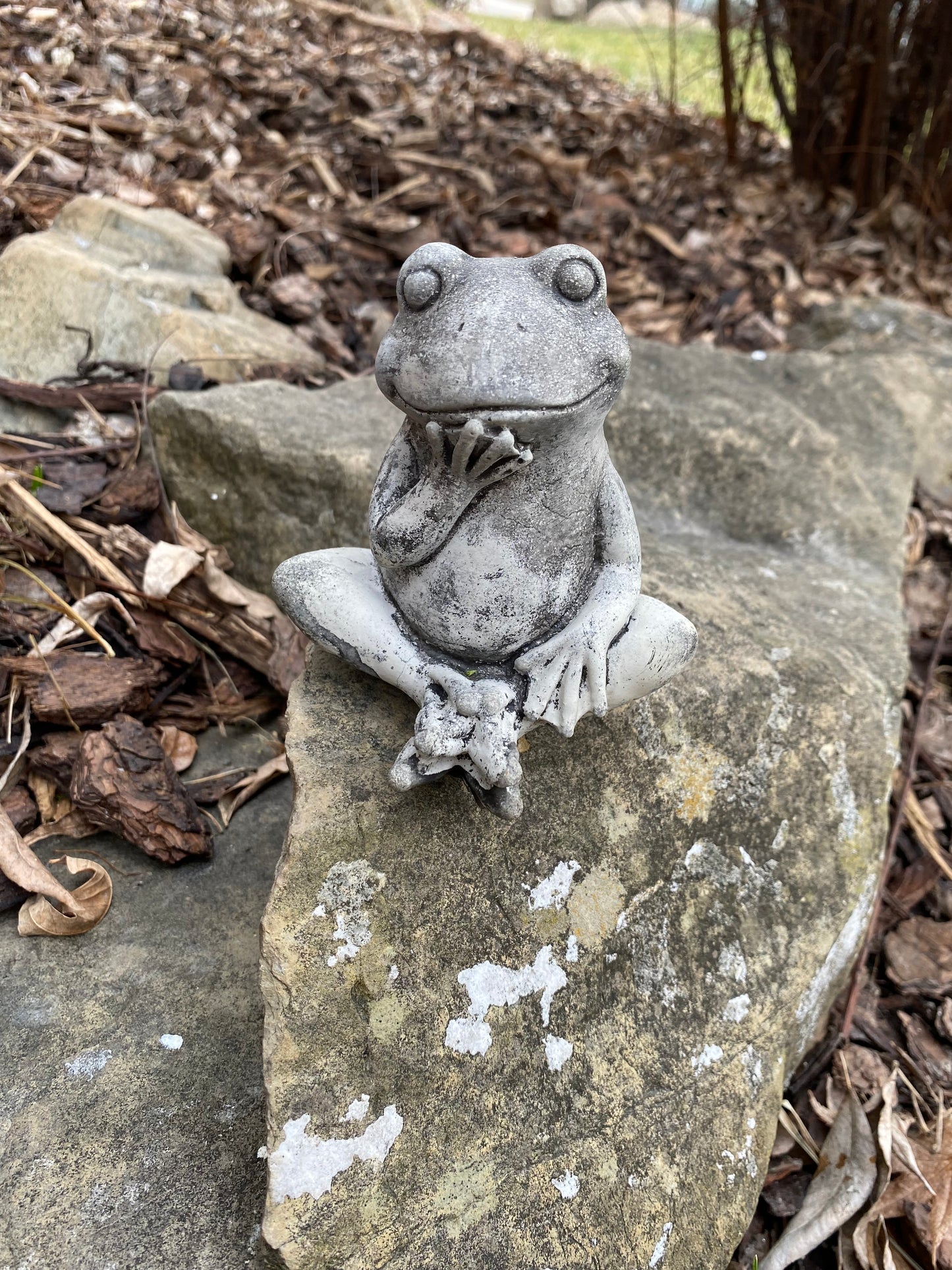 Handmade Sitting Frog Cement Statue
