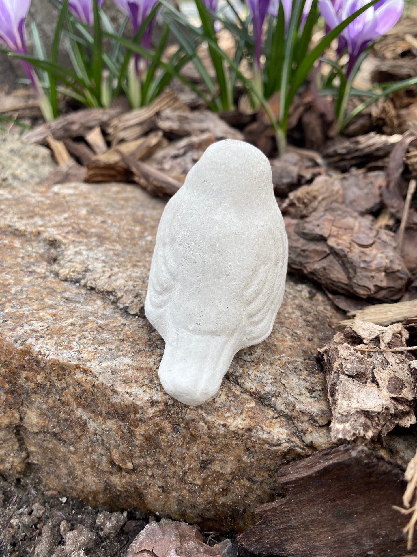 Handmade Songbird Cement Figurine