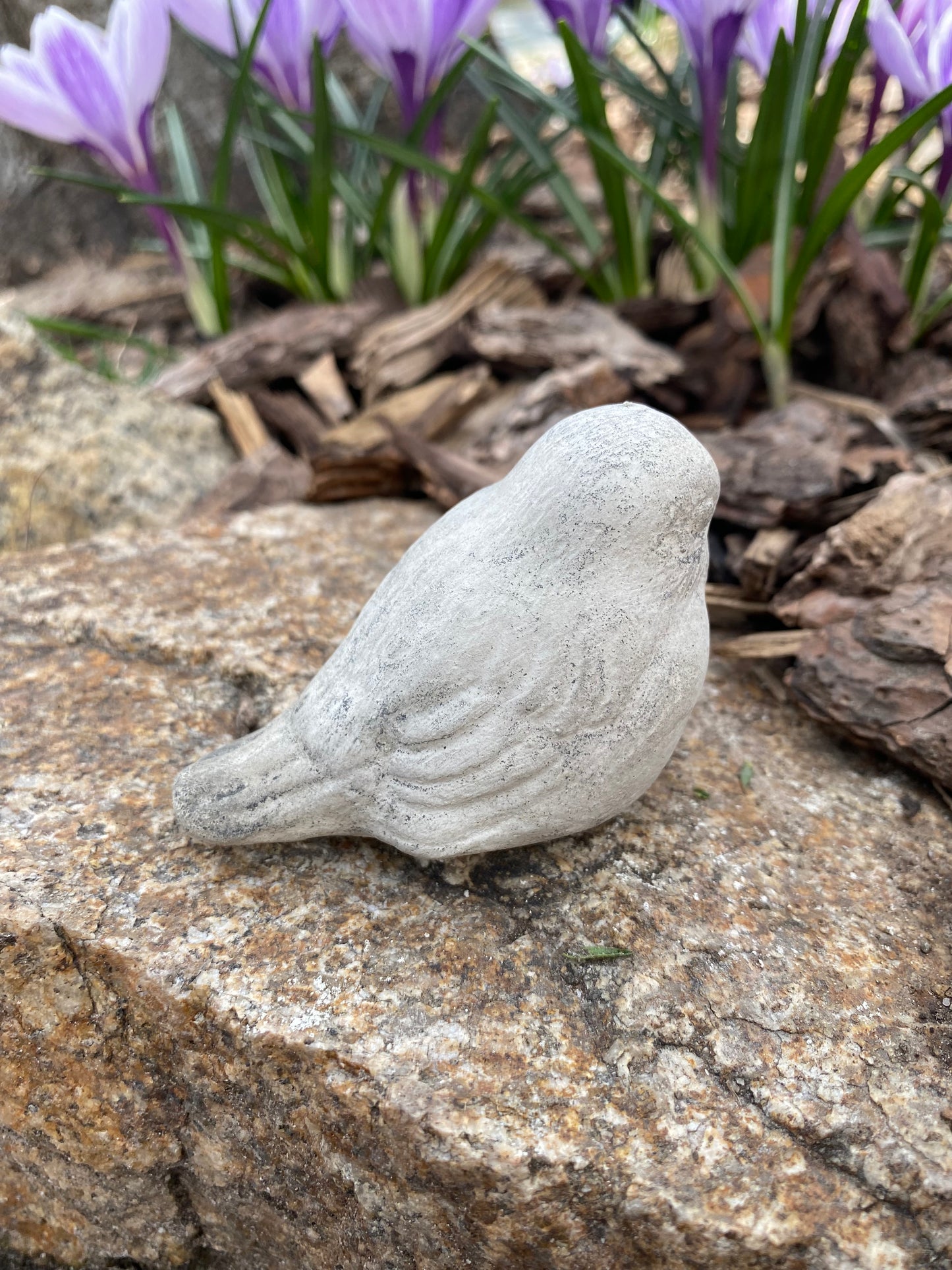 Handmade Songbird Cement Figurine
