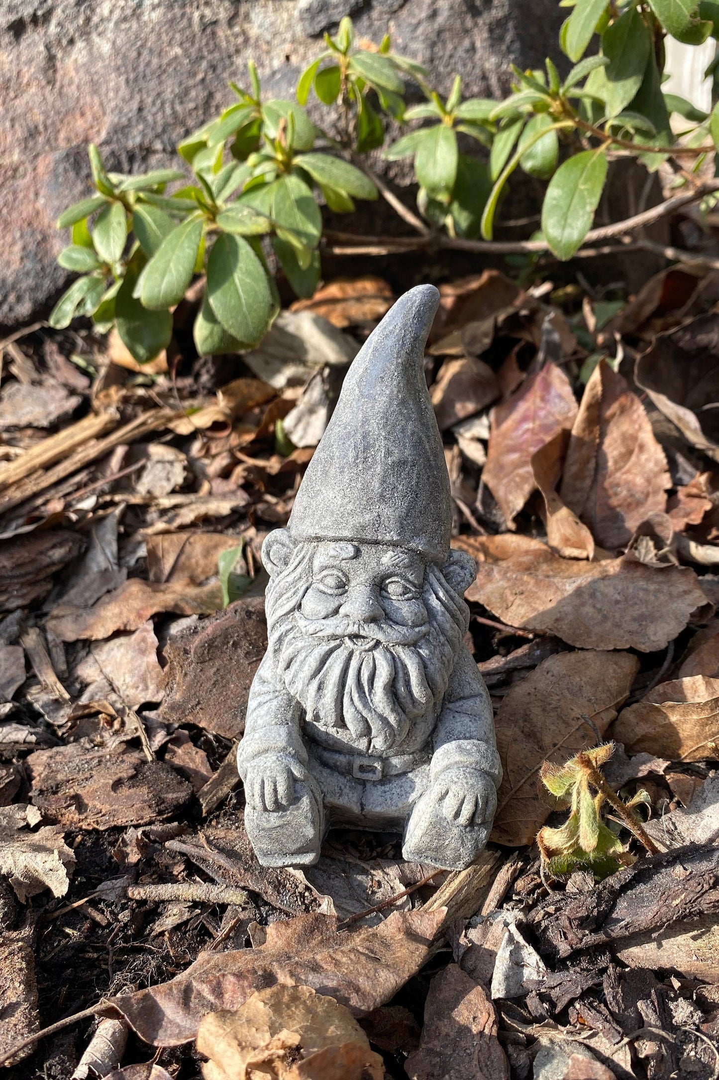 Cheerful Garden Gnome Pair – Handmade Cement Statues for Outdoor Decor