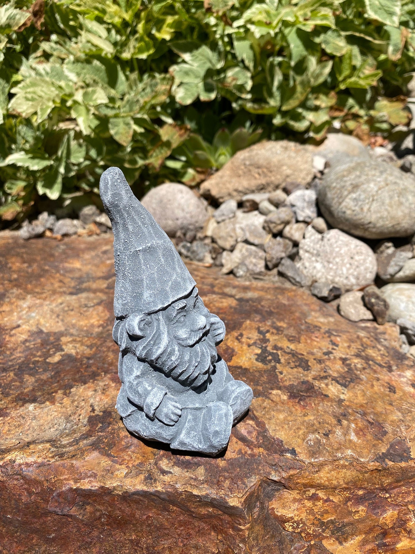 Cheerful Garden Gnome Pair – Handmade Cement Statues for Outdoor Decor
