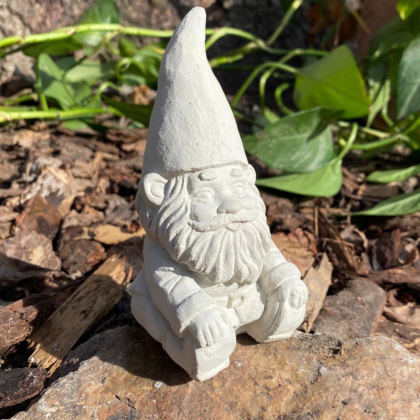 Cheerful Garden Gnome Pair – Handmade Cement Statues for Outdoor Decor