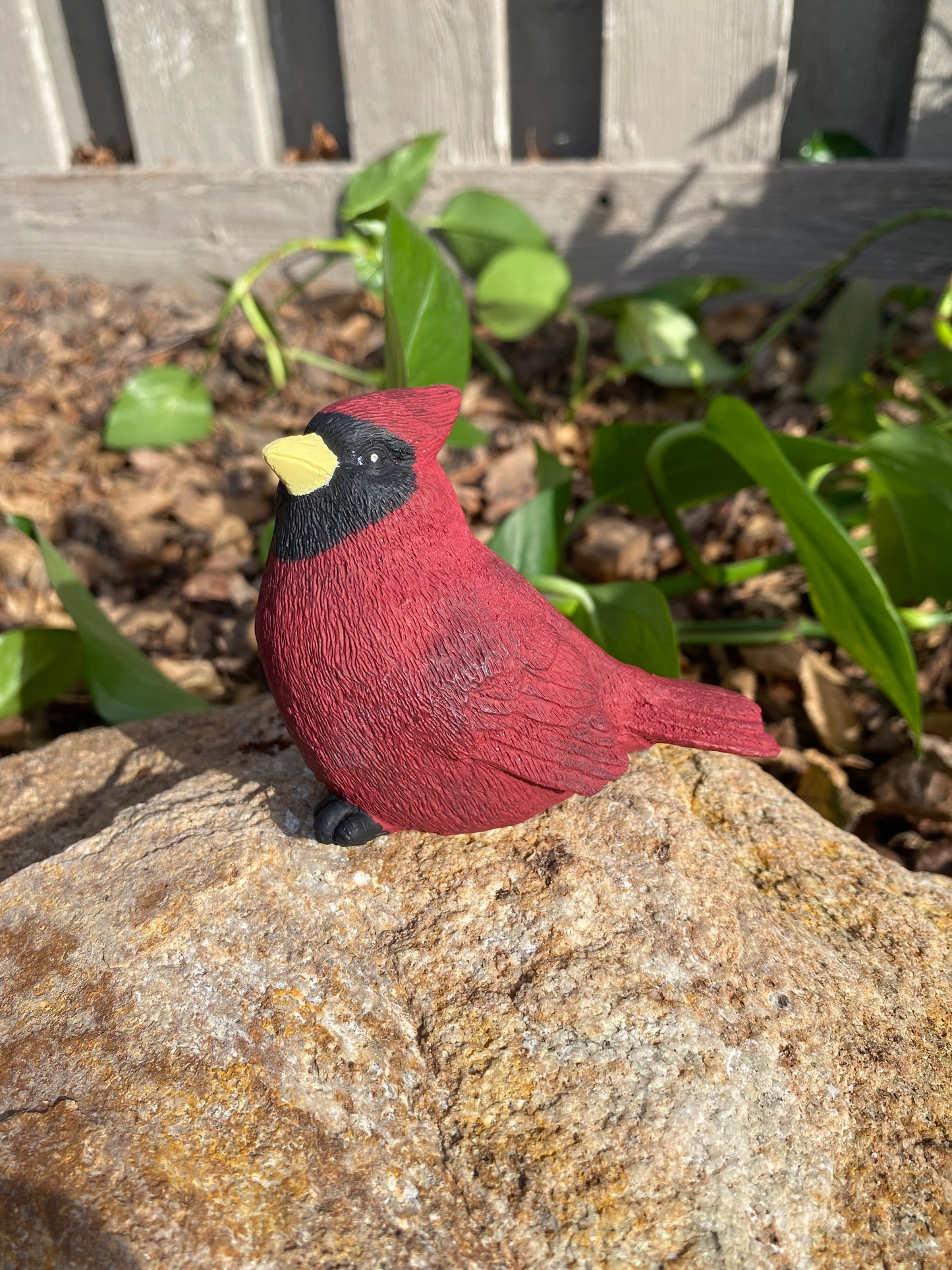 Handmade Cardinal Cement Figurine – Hand-Painted Garden Decor