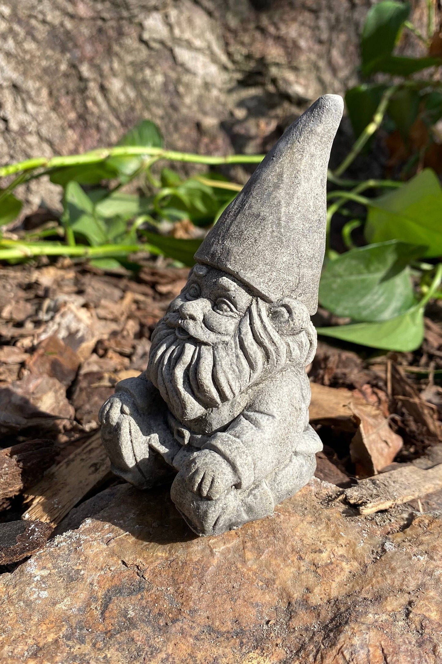 Handmade Pair of Garden Gnomes Cement Statues