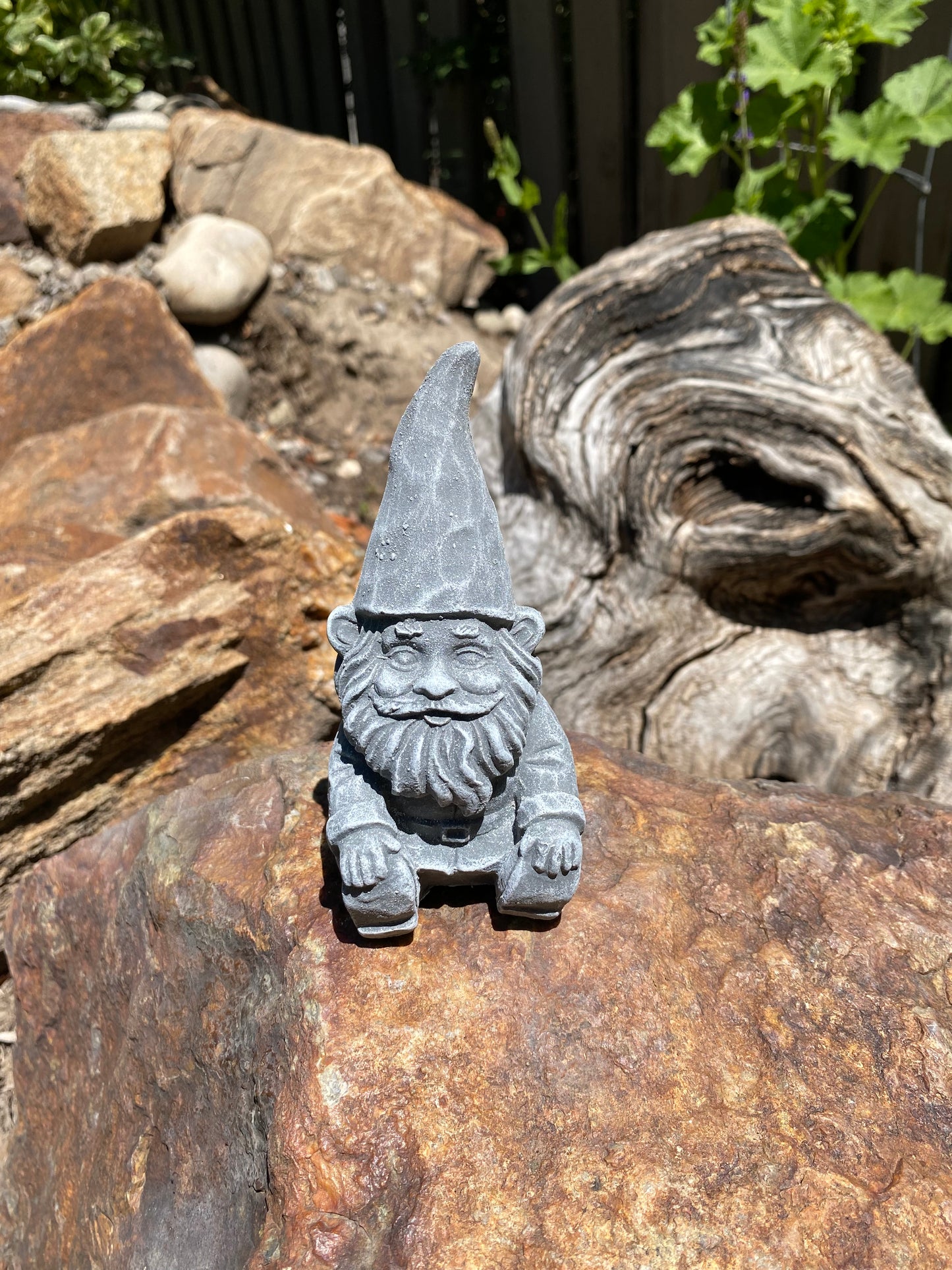 Handmade Pair of Garden Gnomes Cement Statues