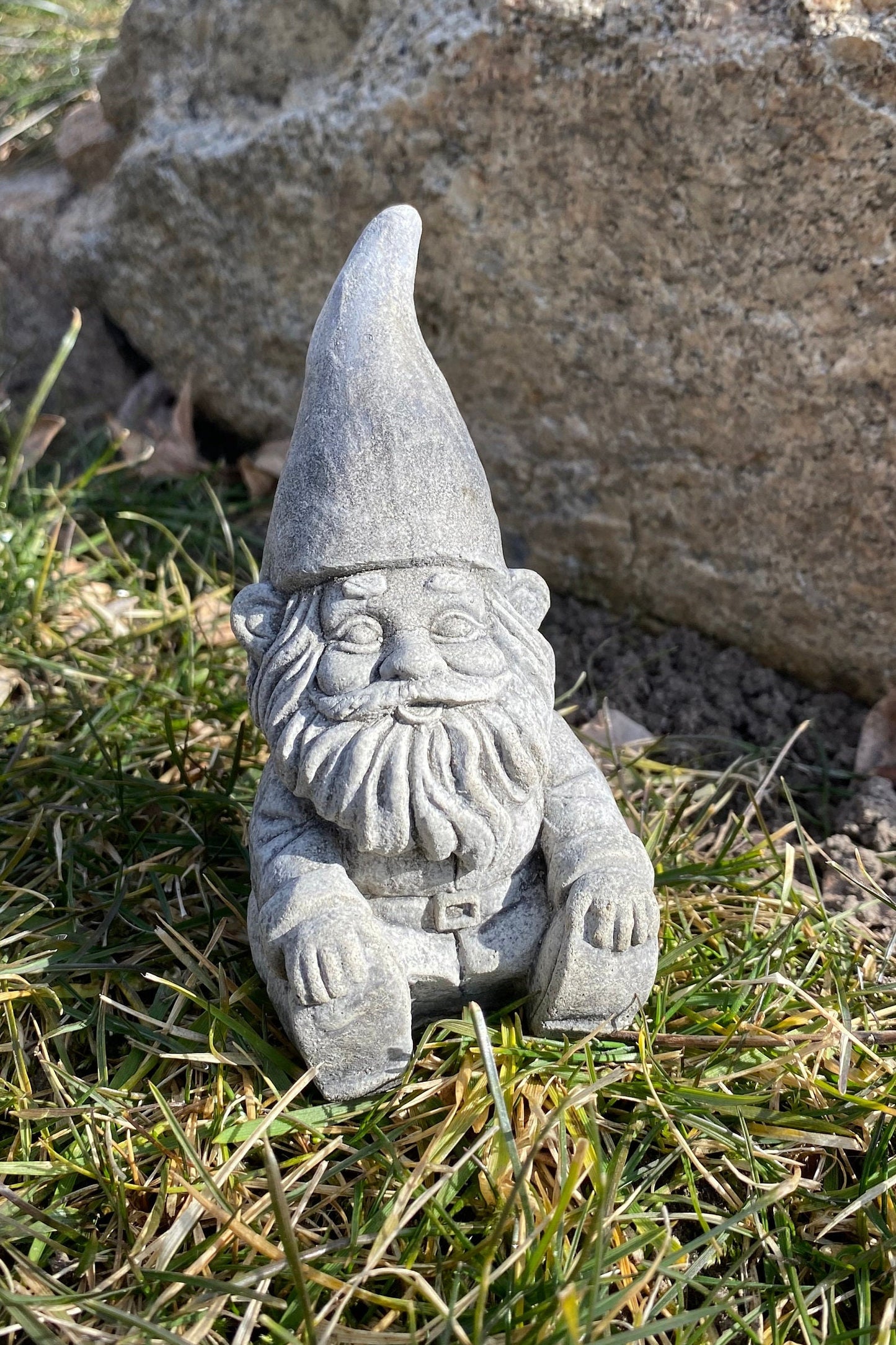 Handmade Pair of Garden Gnomes Cement Statues