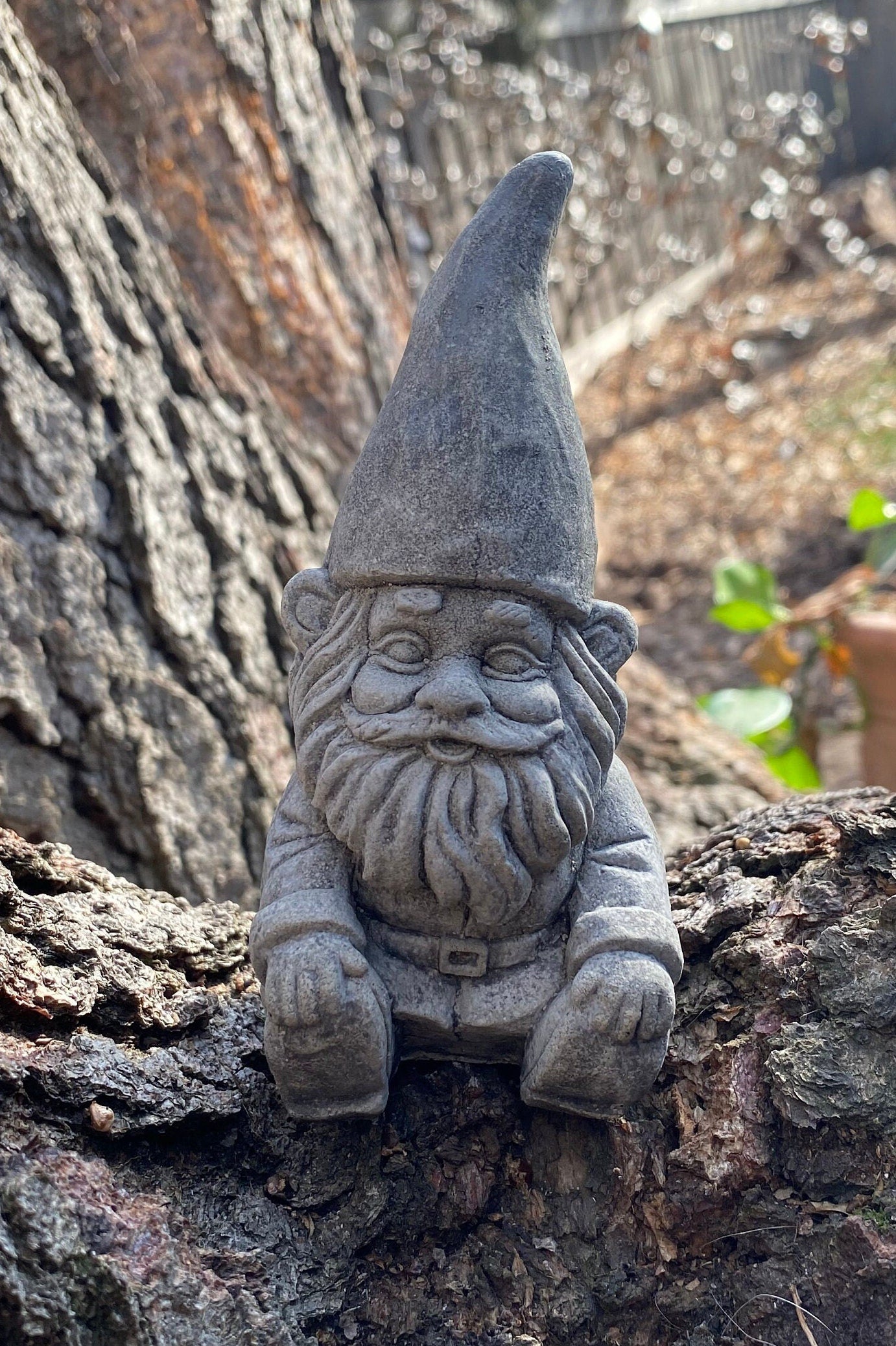 Handmade Pair of Garden Gnomes Cement Statues