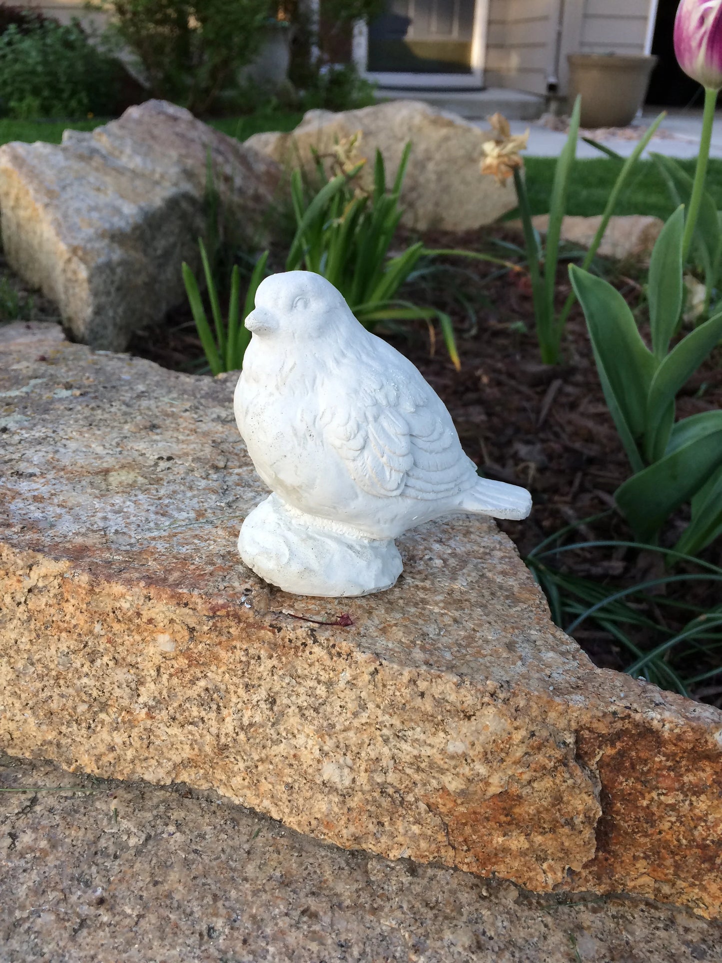 Handmade Chickadee Bird Cement Statue