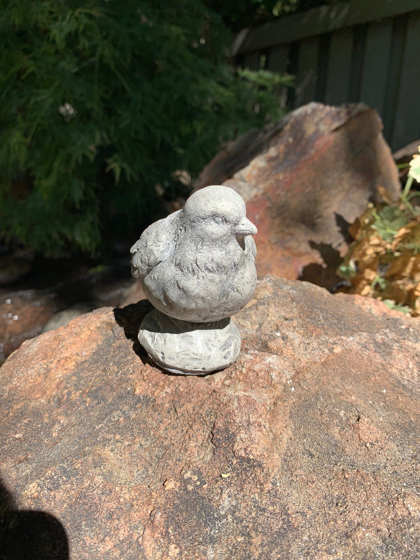Handmade Chickadee Bird Cement Statue