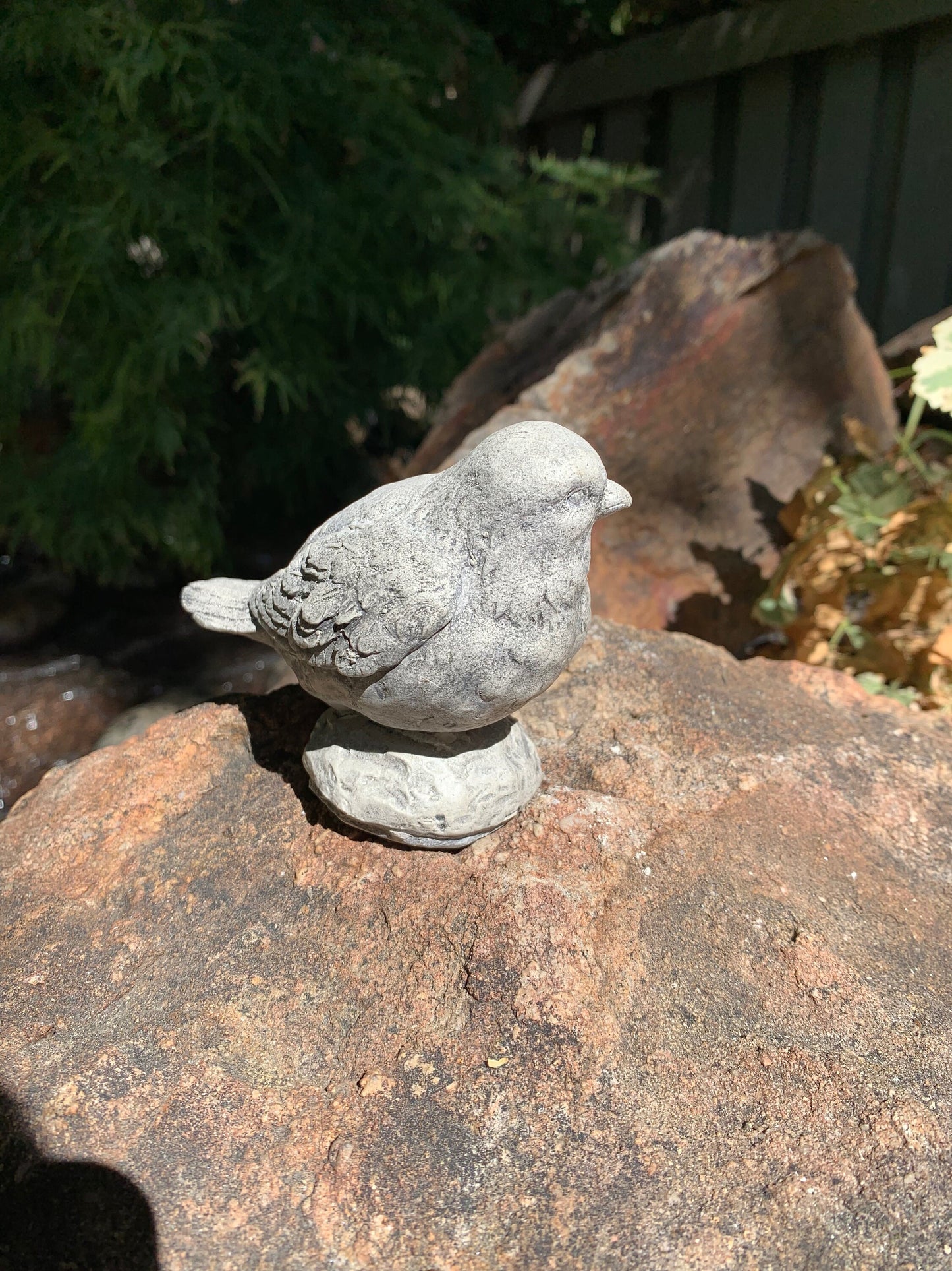 Handmade Chickadee Bird Cement Statue