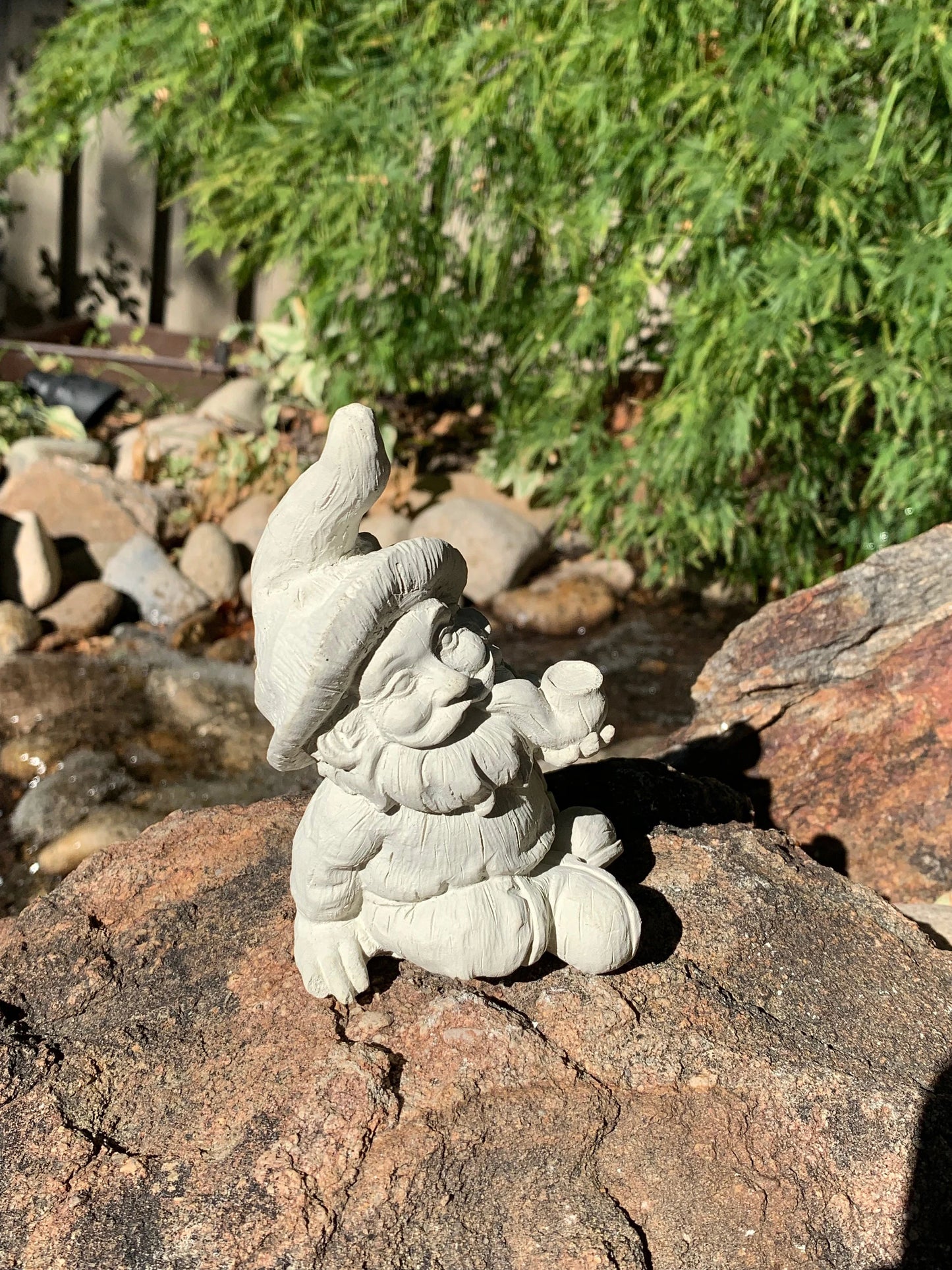 Handmade Sitting Garden Gnome Cement Statue