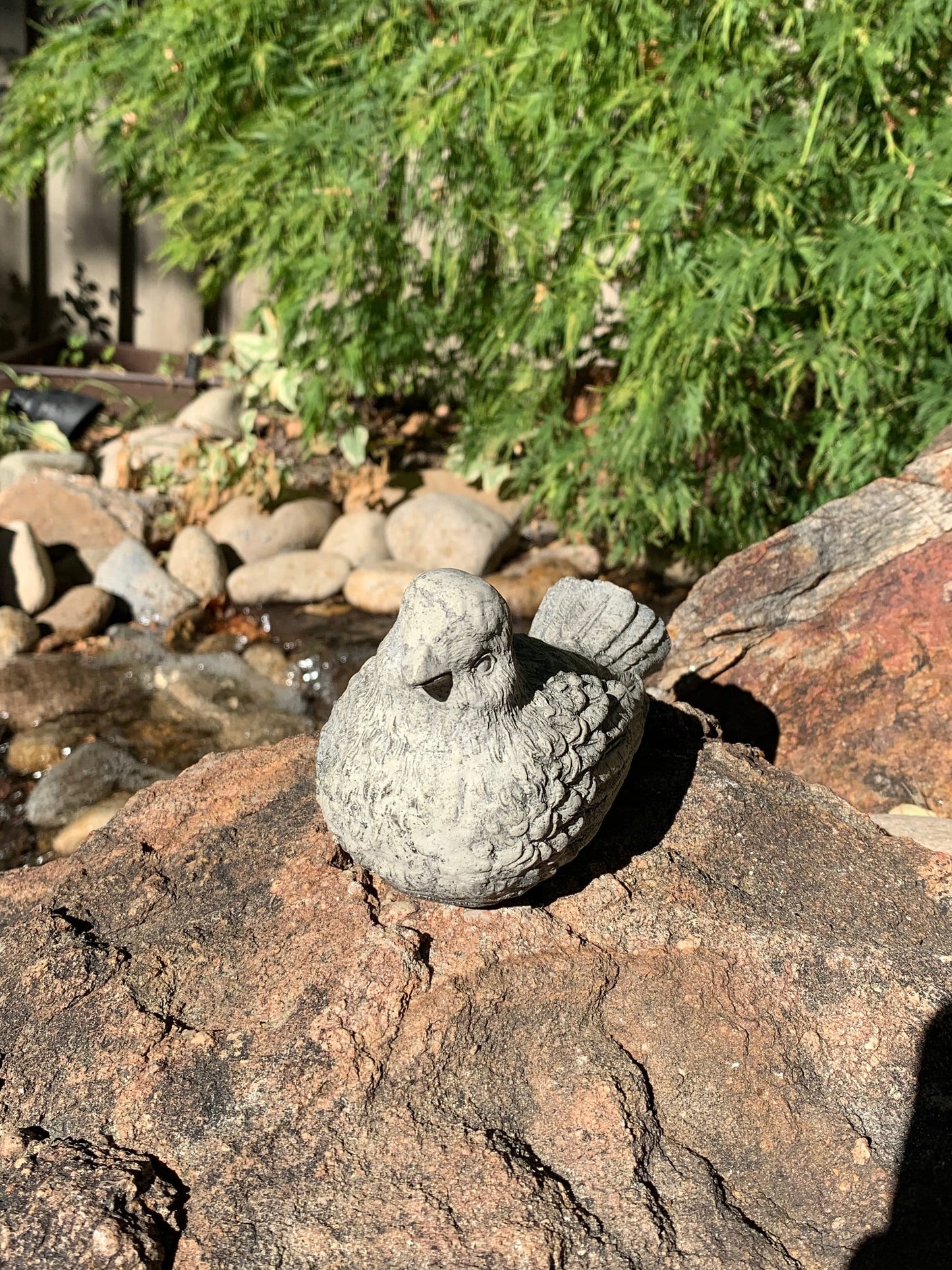 Handcrafted Songbird Stone Finish Or White Cement Statue