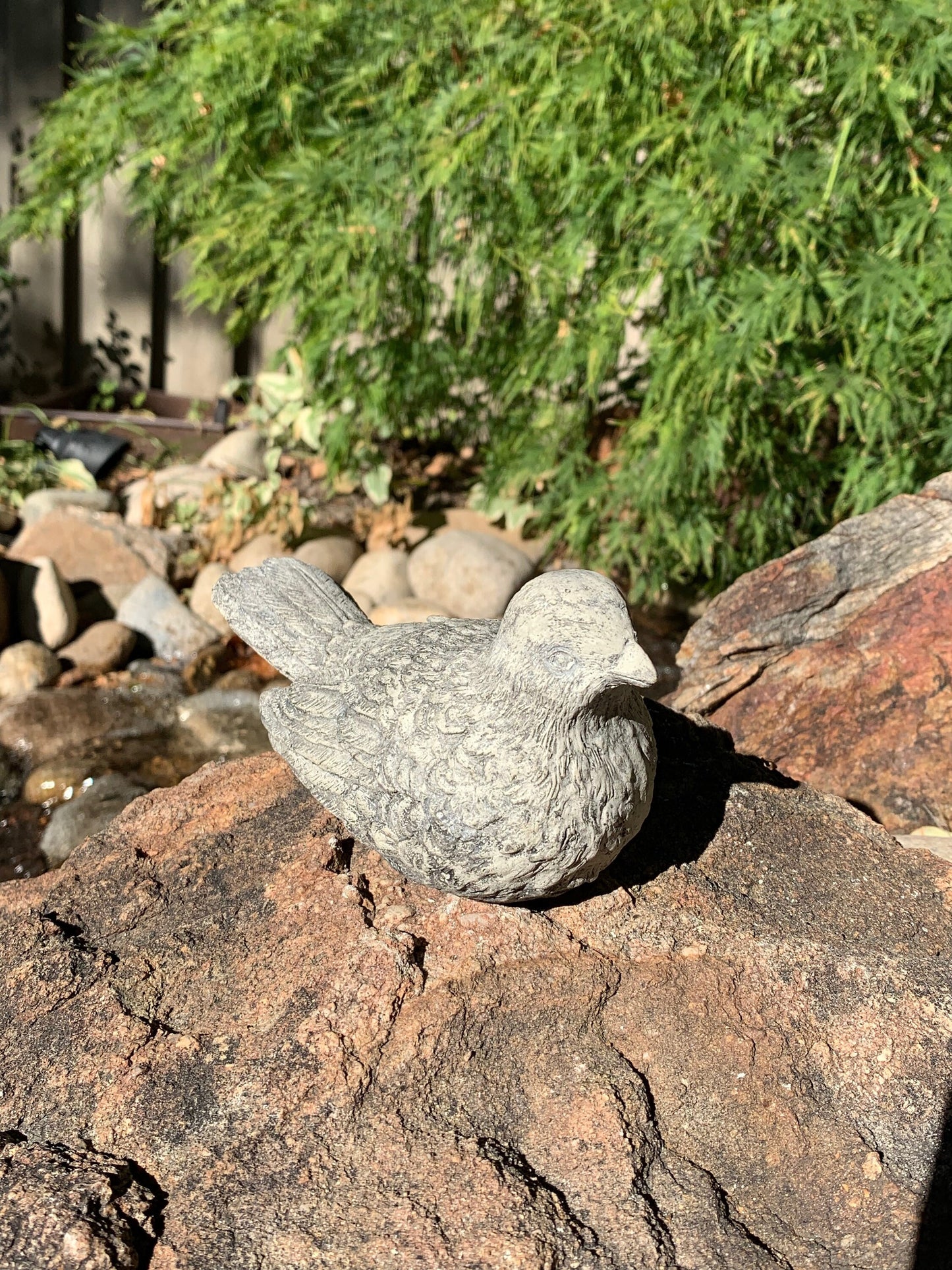 Handcrafted Songbird Stone Finish Or White Cement Statue
