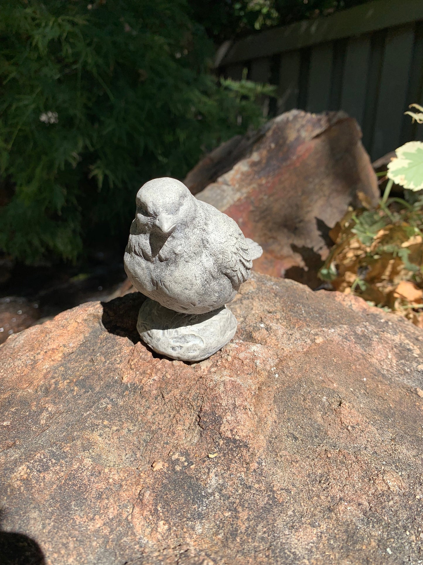 Handmade Chickadee Bird Cement Statue