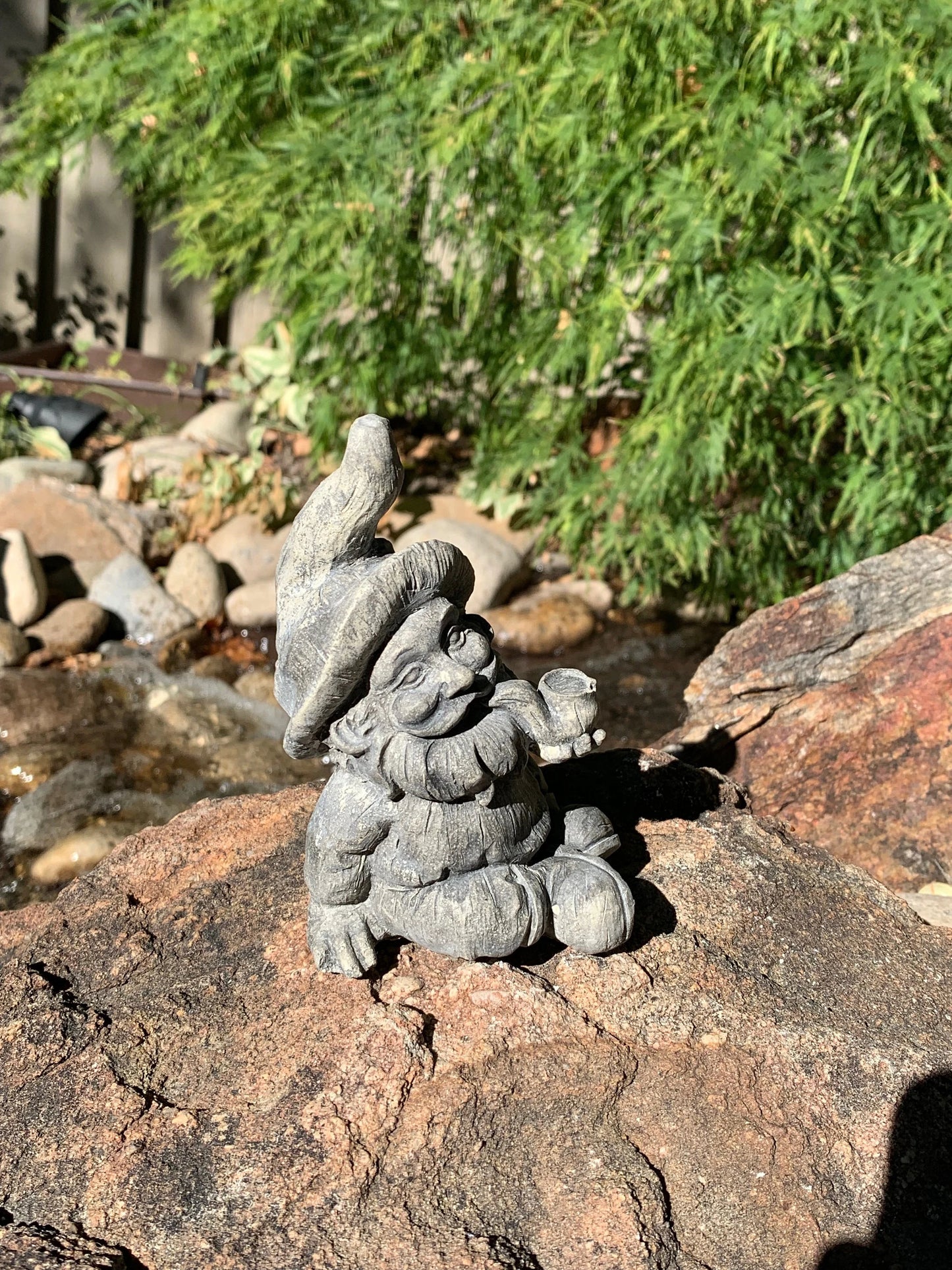 Handmade Sitting Garden Gnome Cement Statue