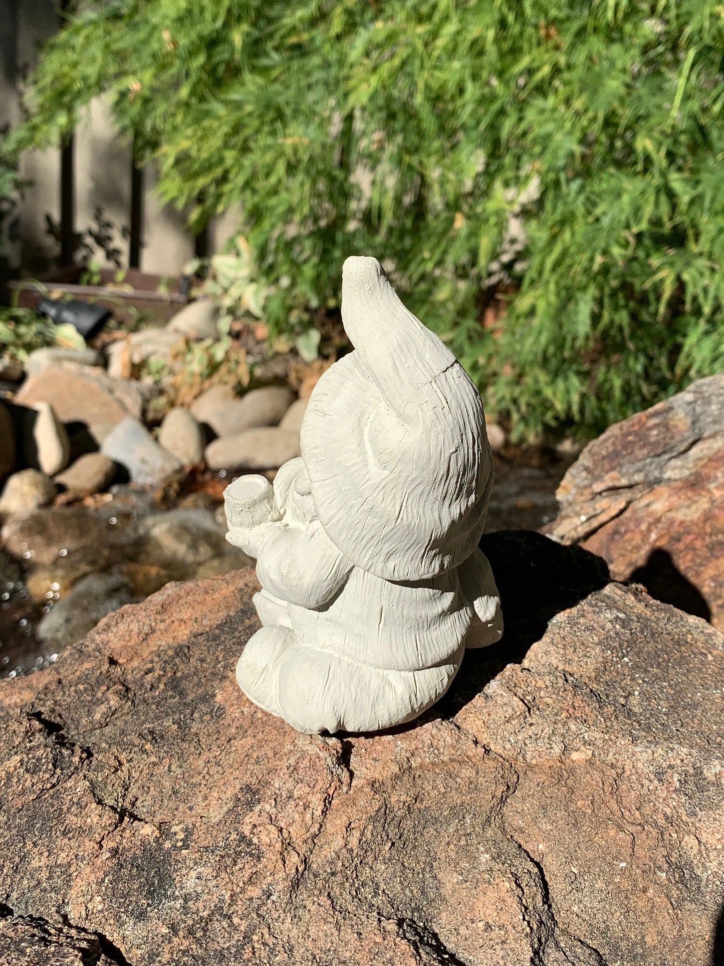Handmade Sitting Garden Gnome Cement Statue