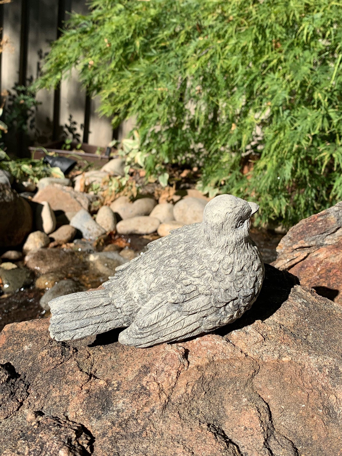 Handcrafted Songbird Stone Finish Or White Cement Statue