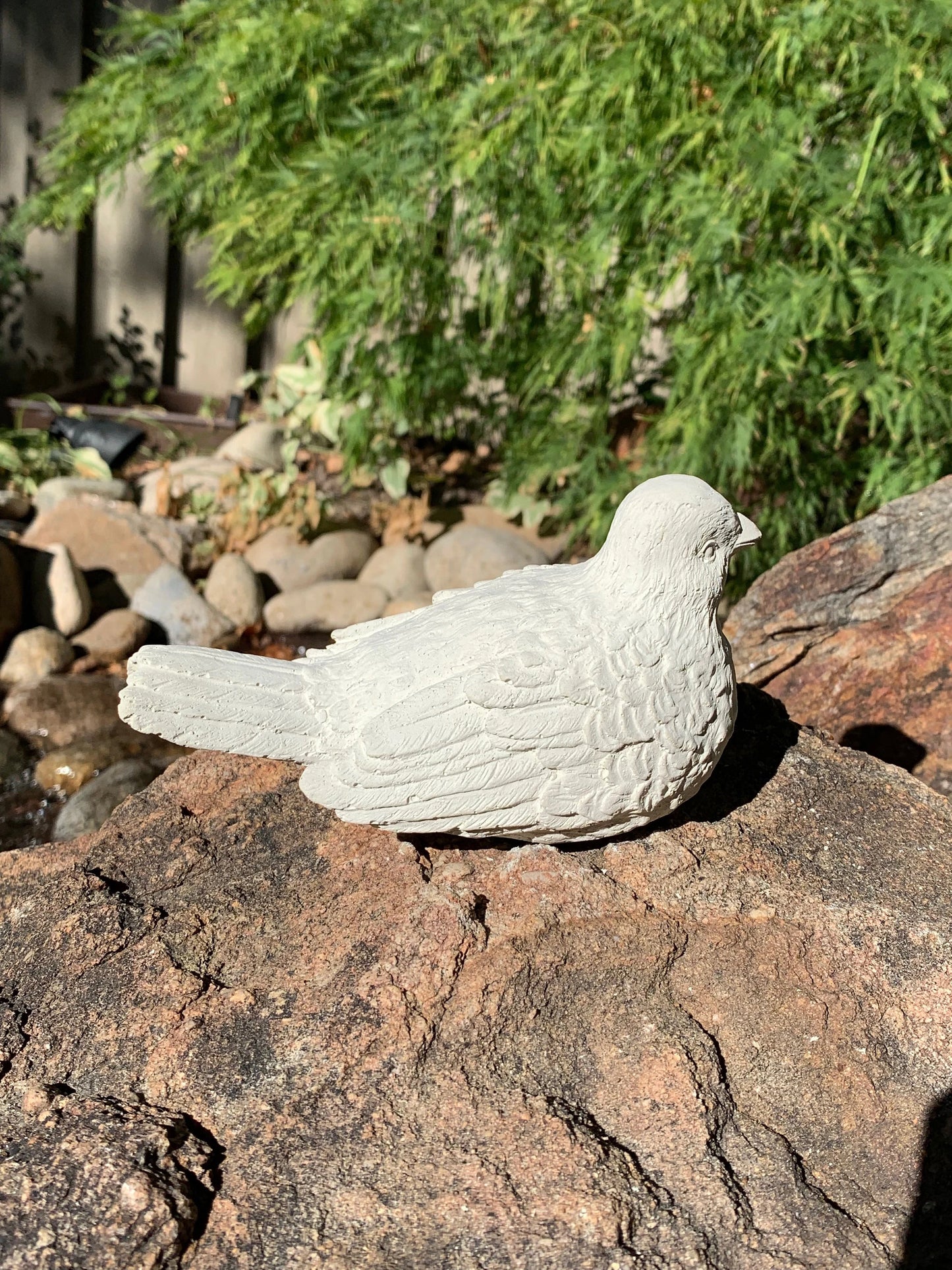 Handcrafted Songbird Stone Finish Or White Cement Statue