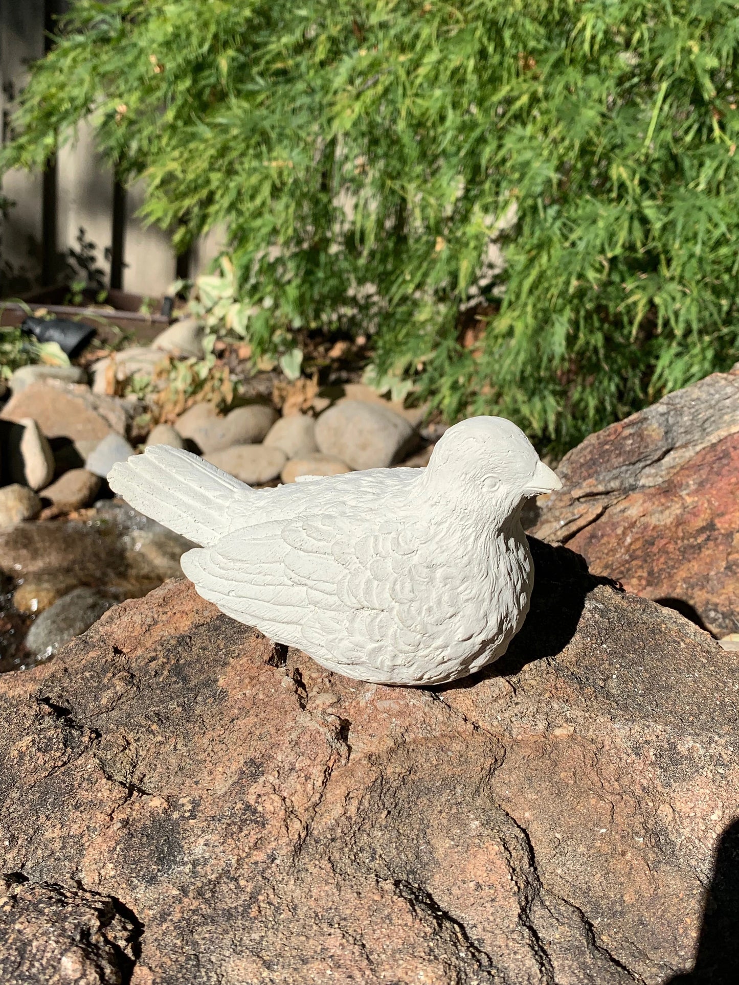 Handcrafted Songbird Stone Finish Or White Cement Statue