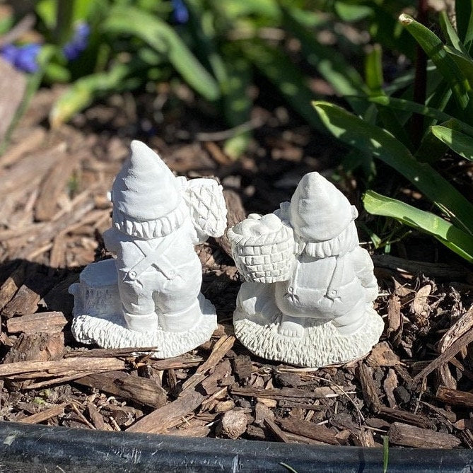 Pair of Gnomes Stone Finish Or White Finish Cement Statues