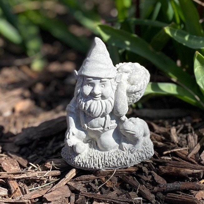 Pair of Gnomes Stone Finish Or White Finish Cement Statues