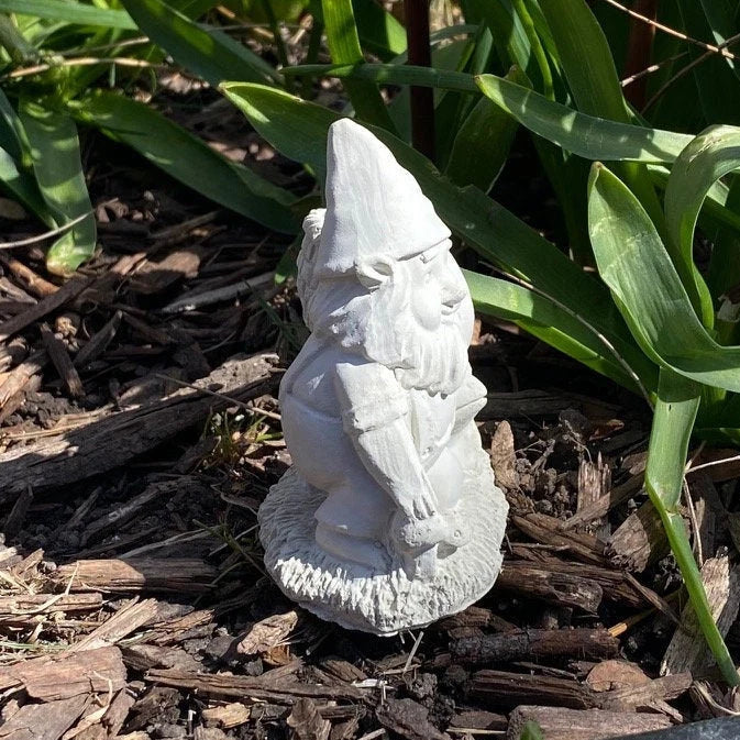 Handmade Garden Gnome With a Basket Cement Figurine
