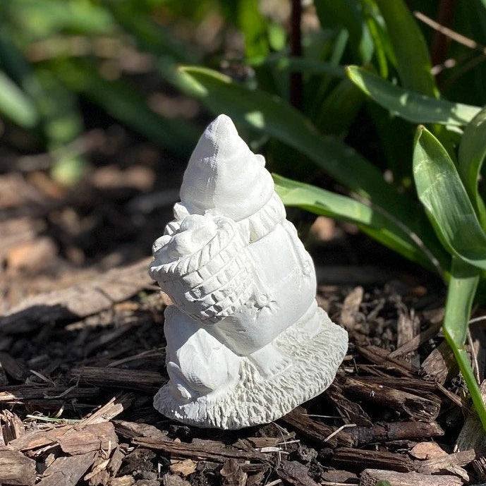 Handmade Garden Gnome With a Basket Cement Figurine