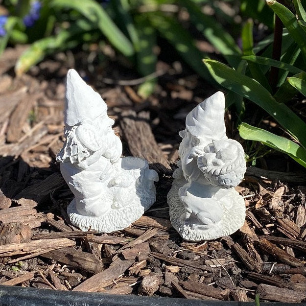 Pair of Gnomes Stone Finish Or White Finish Cement Statues