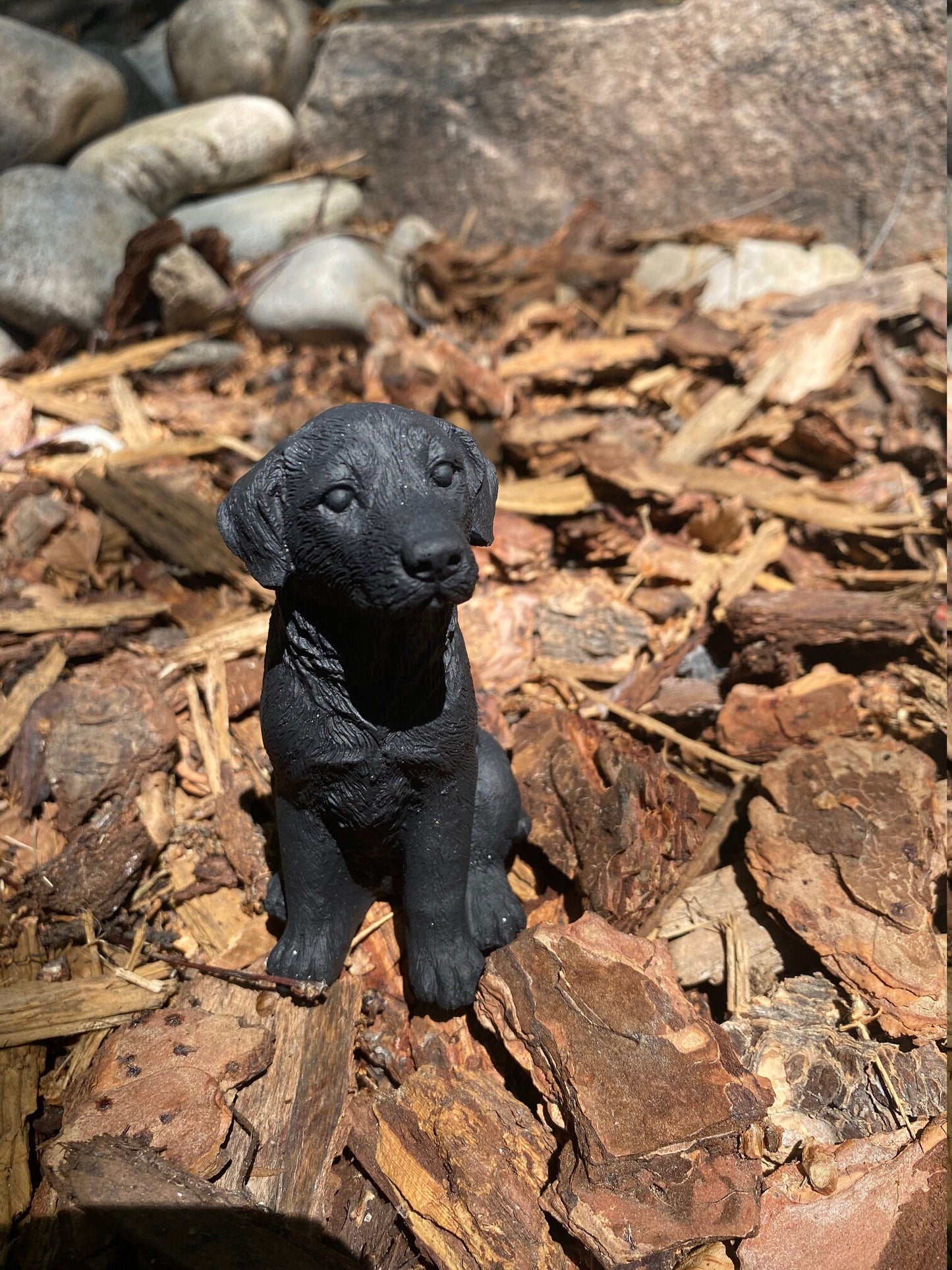 Handmade Black Labrador Retriever Cement Figure