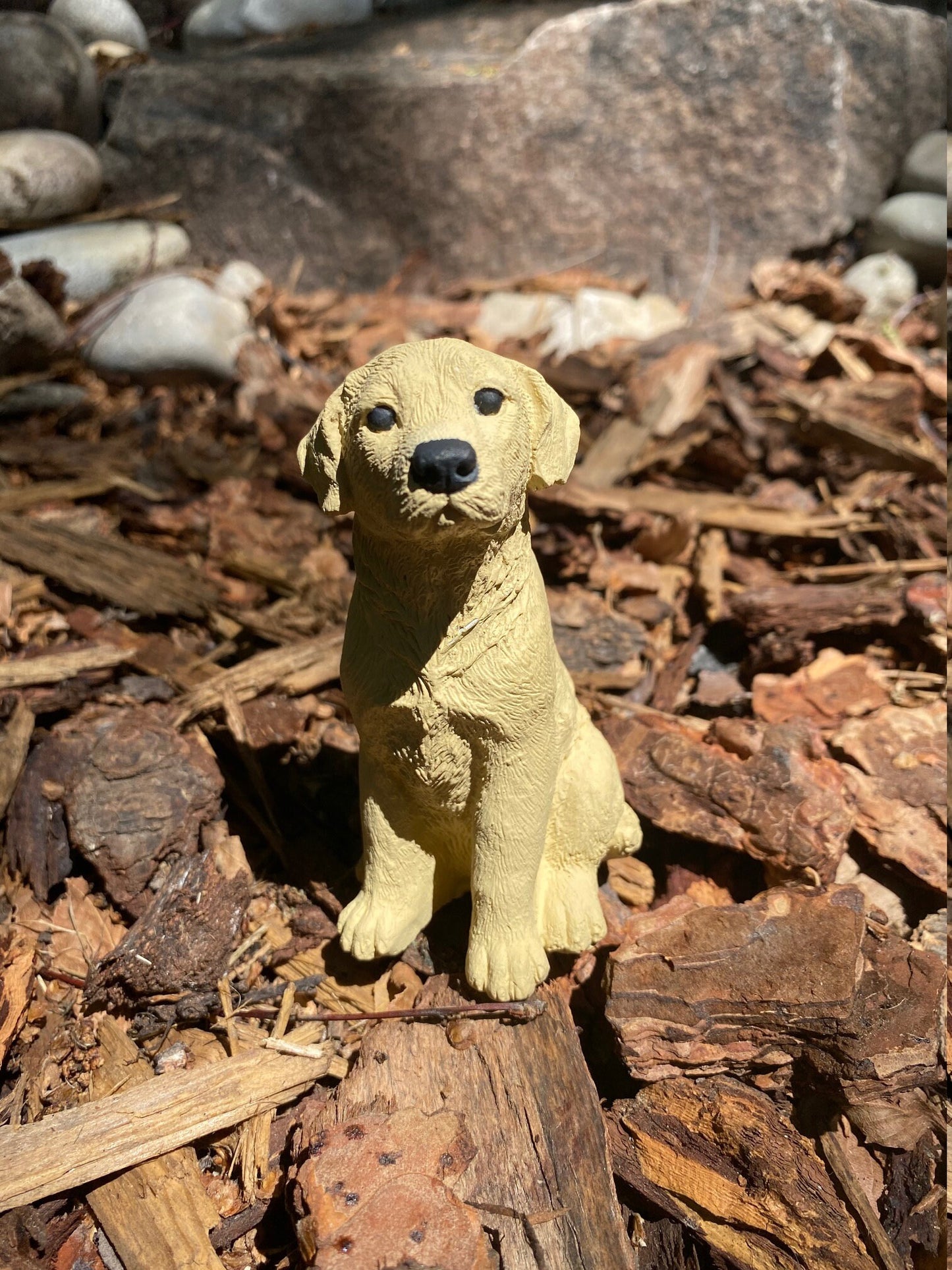 Handmade Yellow Labrador Retriever Cement Figure