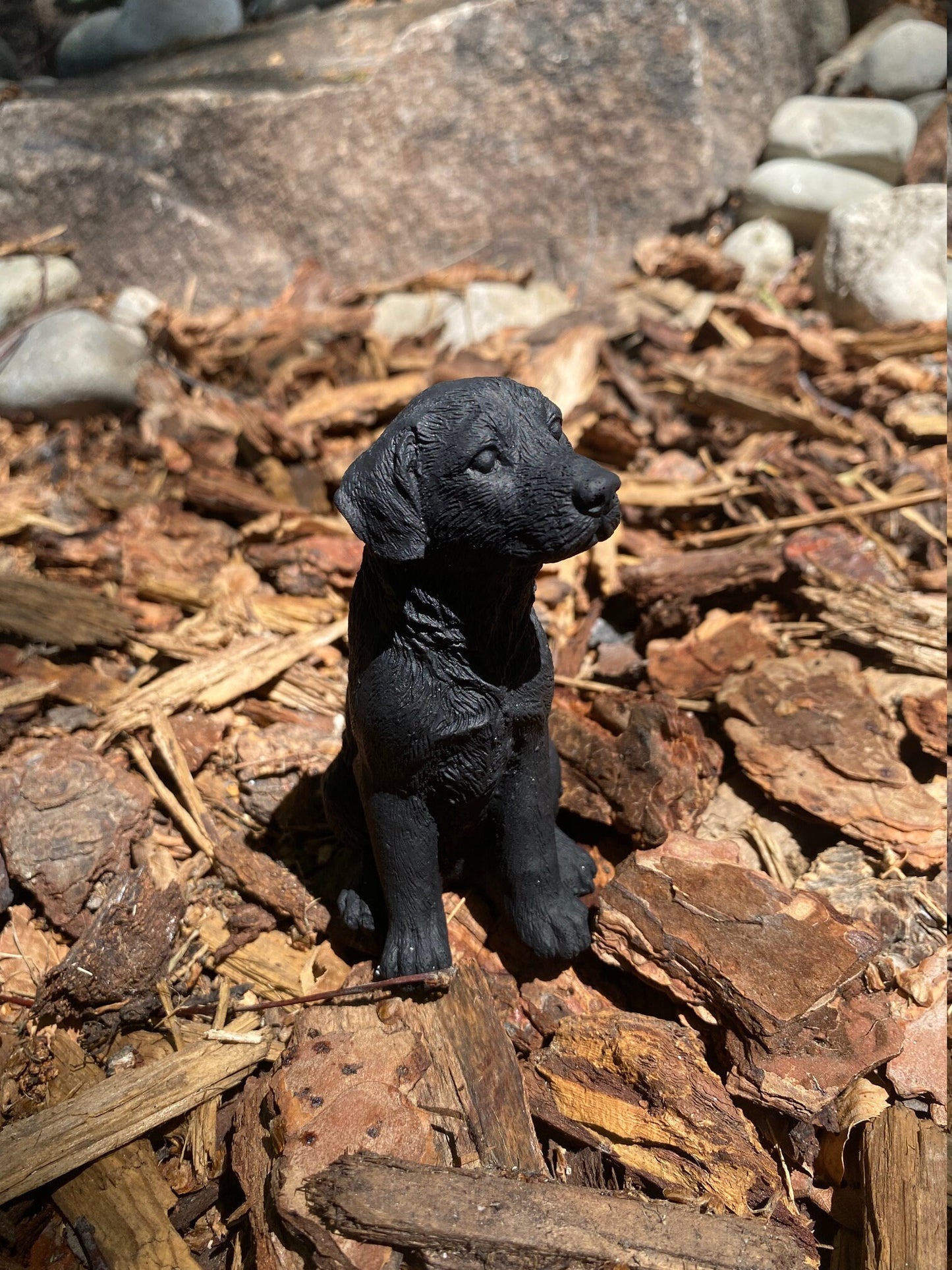 Handmade Black Labrador Retriever Cement Figure