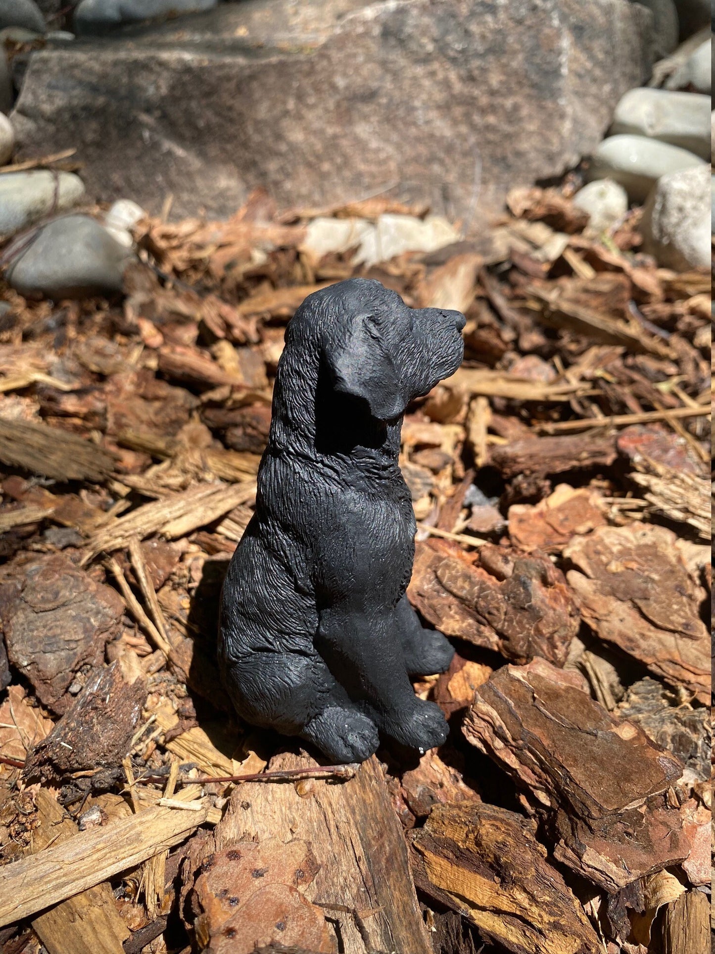 Handmade Black Labrador Retriever Cement Figure