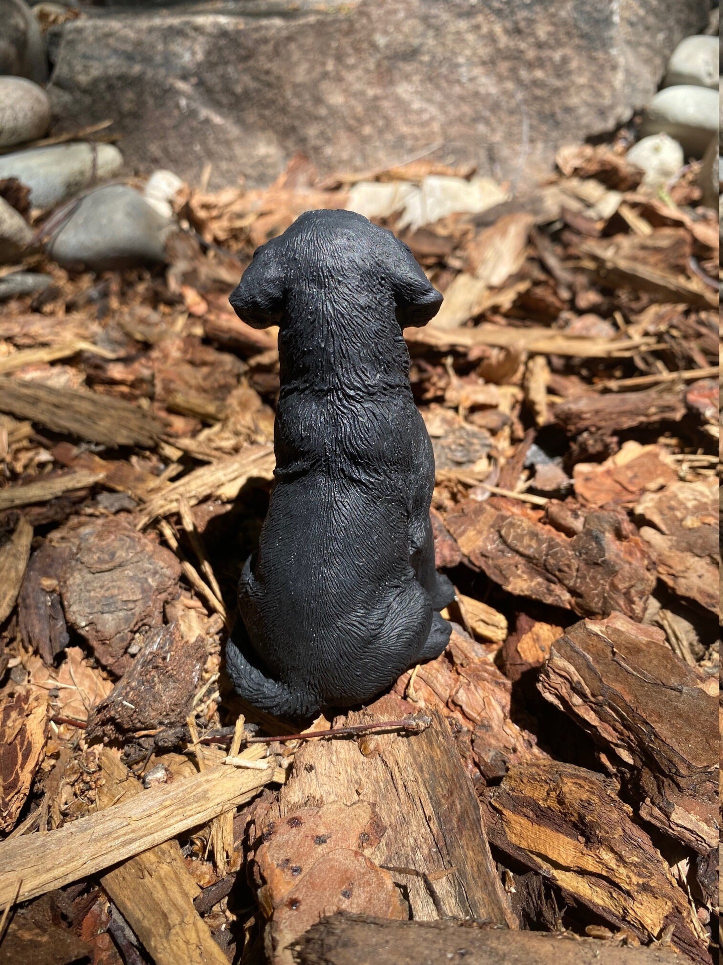 Handmade Black Labrador Retriever Cement Figure