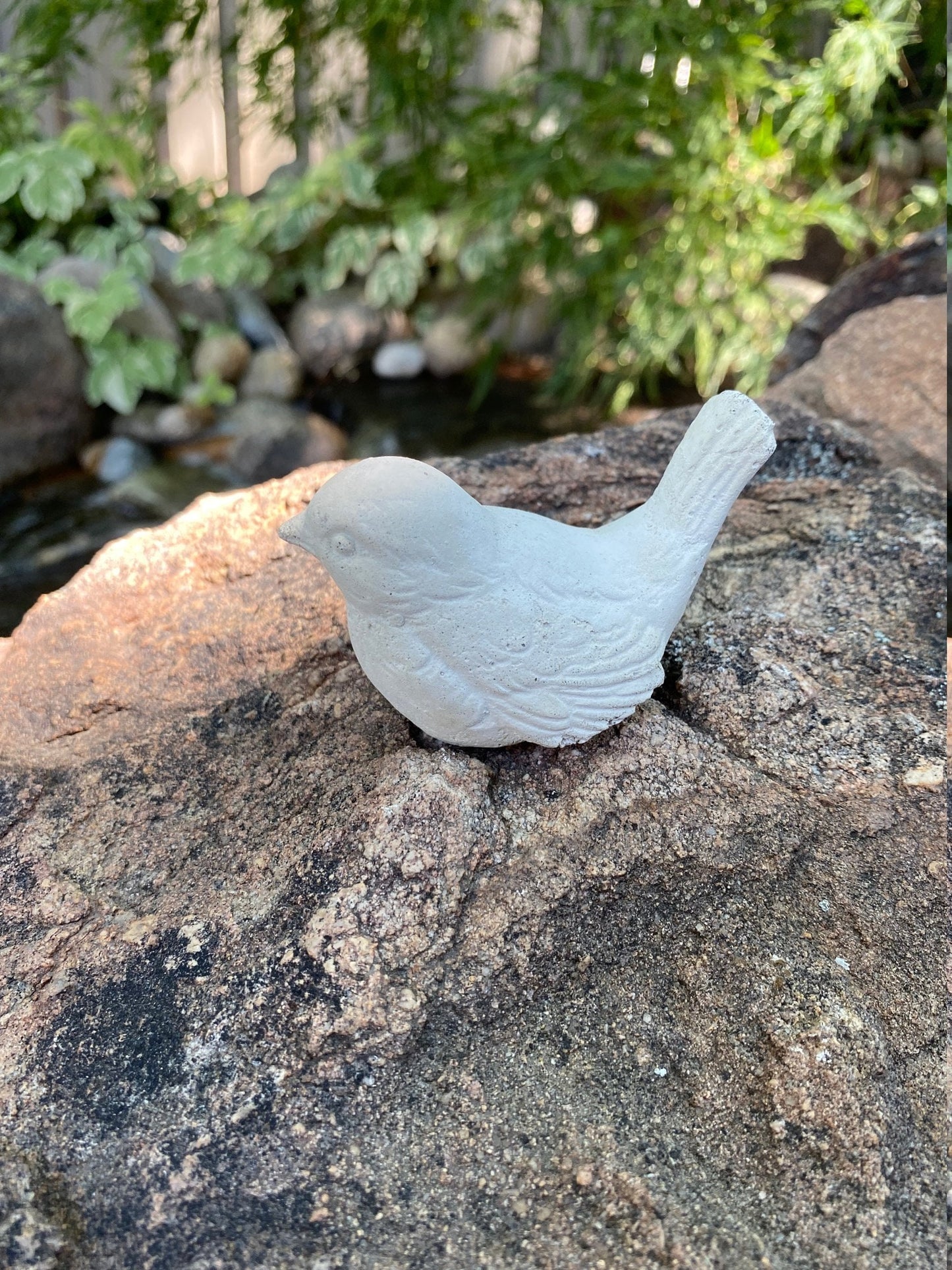 Handcrafted Songbird Cement Figurine