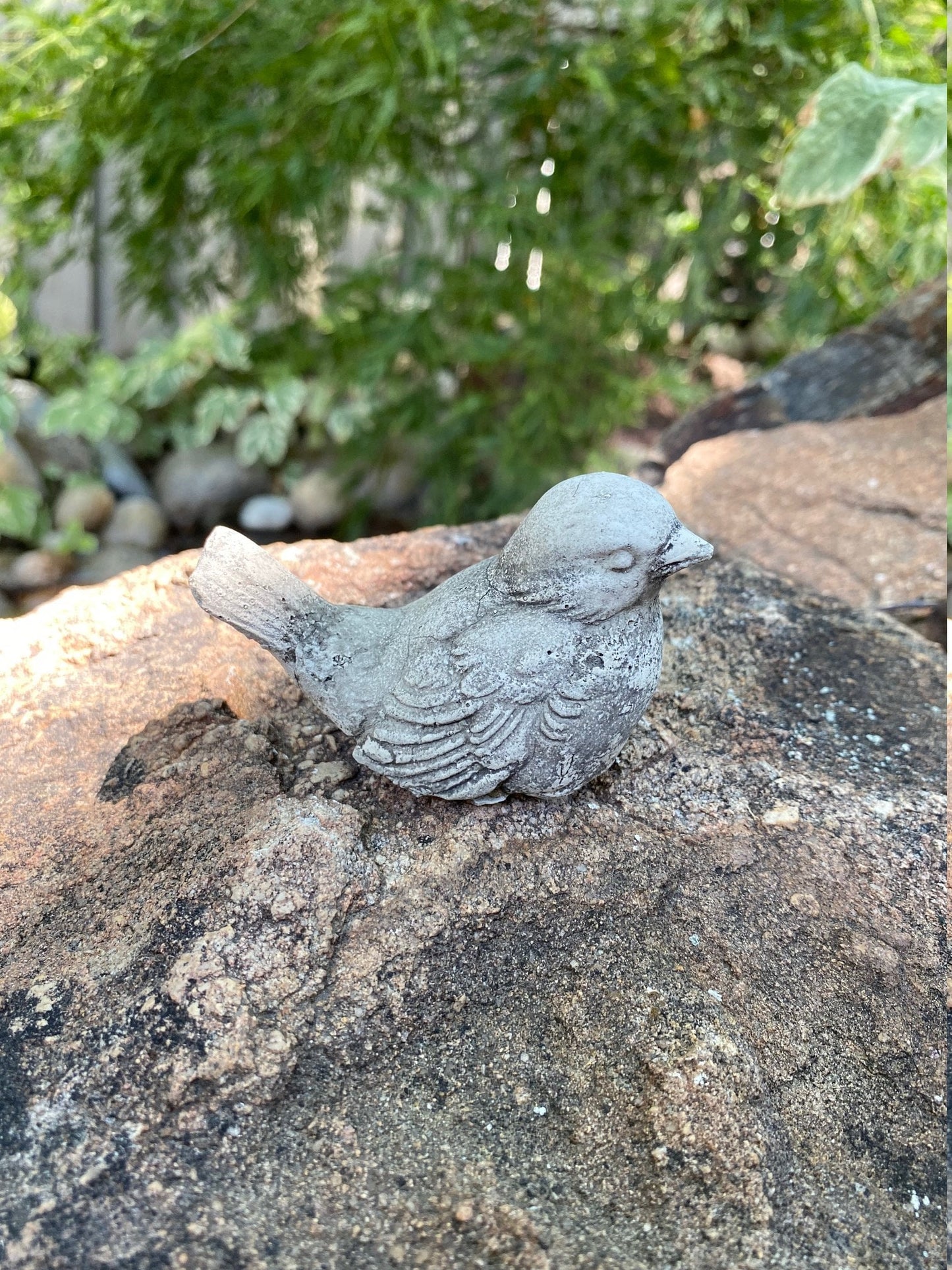 Handcrafted Songbird Cement Figurine