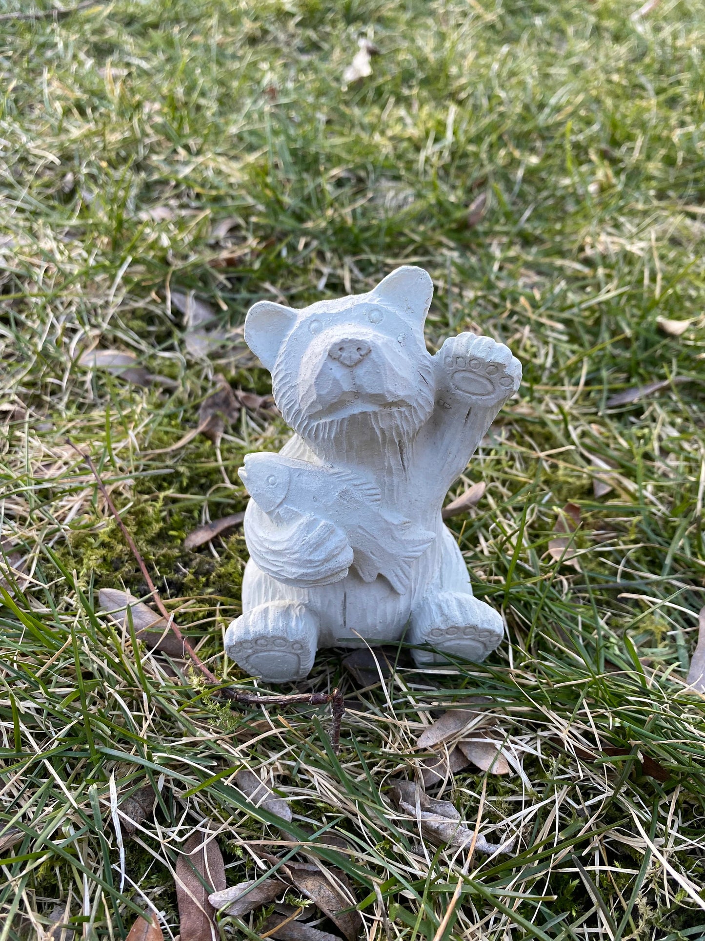 Handmade Matching Pair of Bear Cement Statues