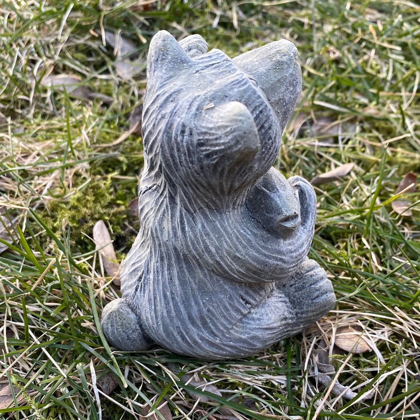 Handmade Bear with Fish Cement Statue