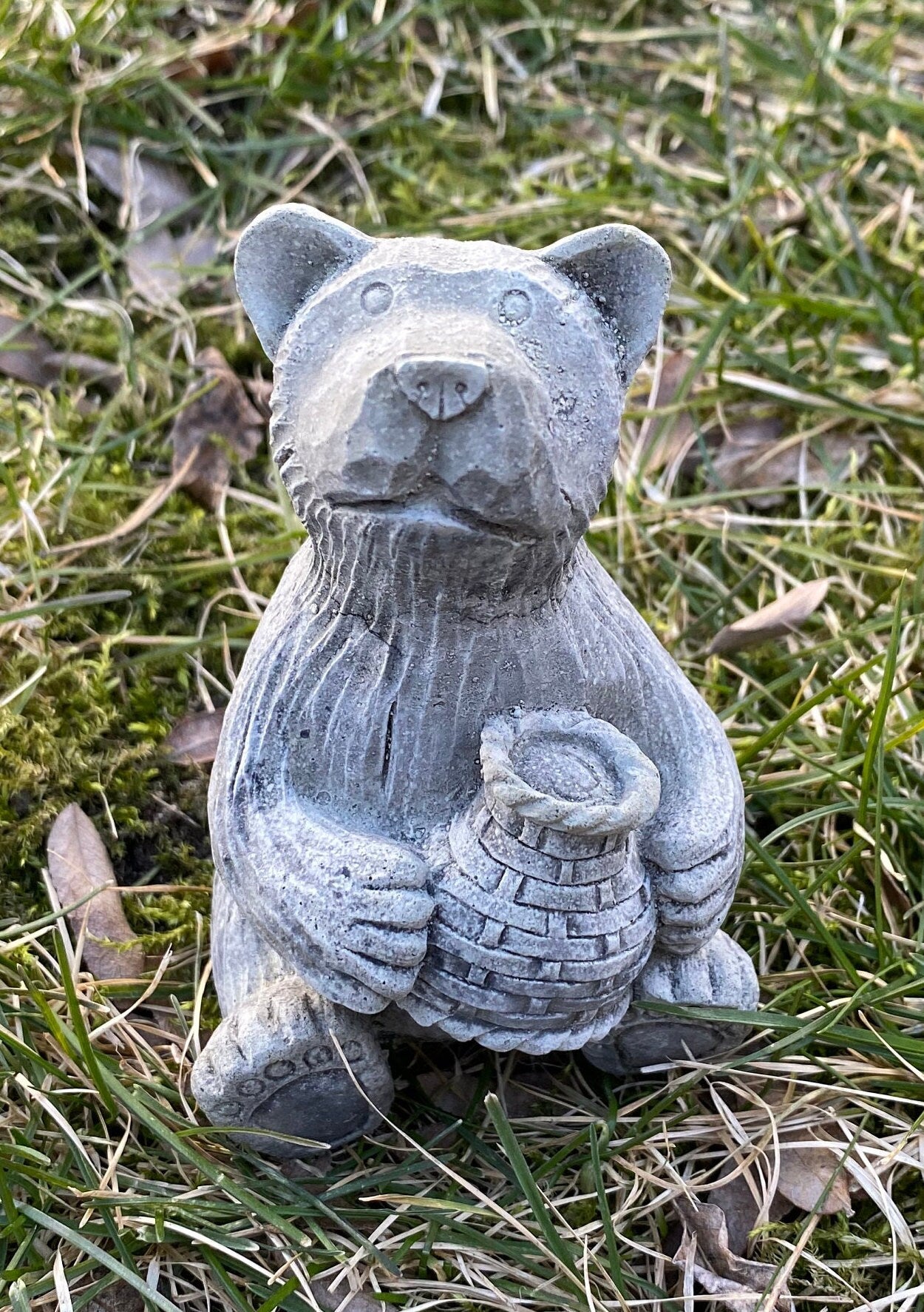Handmade Matching Pair of Bear Cement Statues