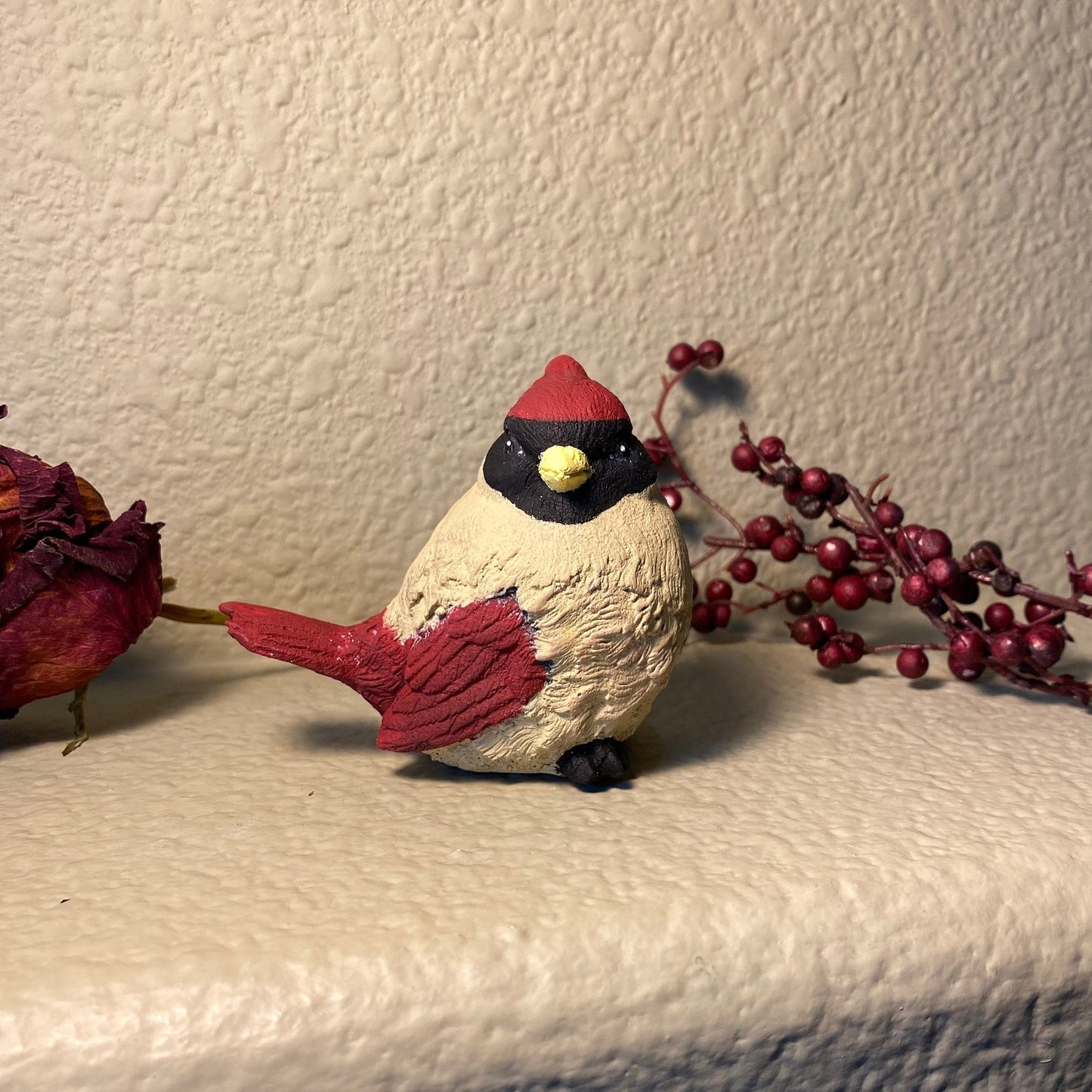 Handmade Female Cardinal Cement Statue