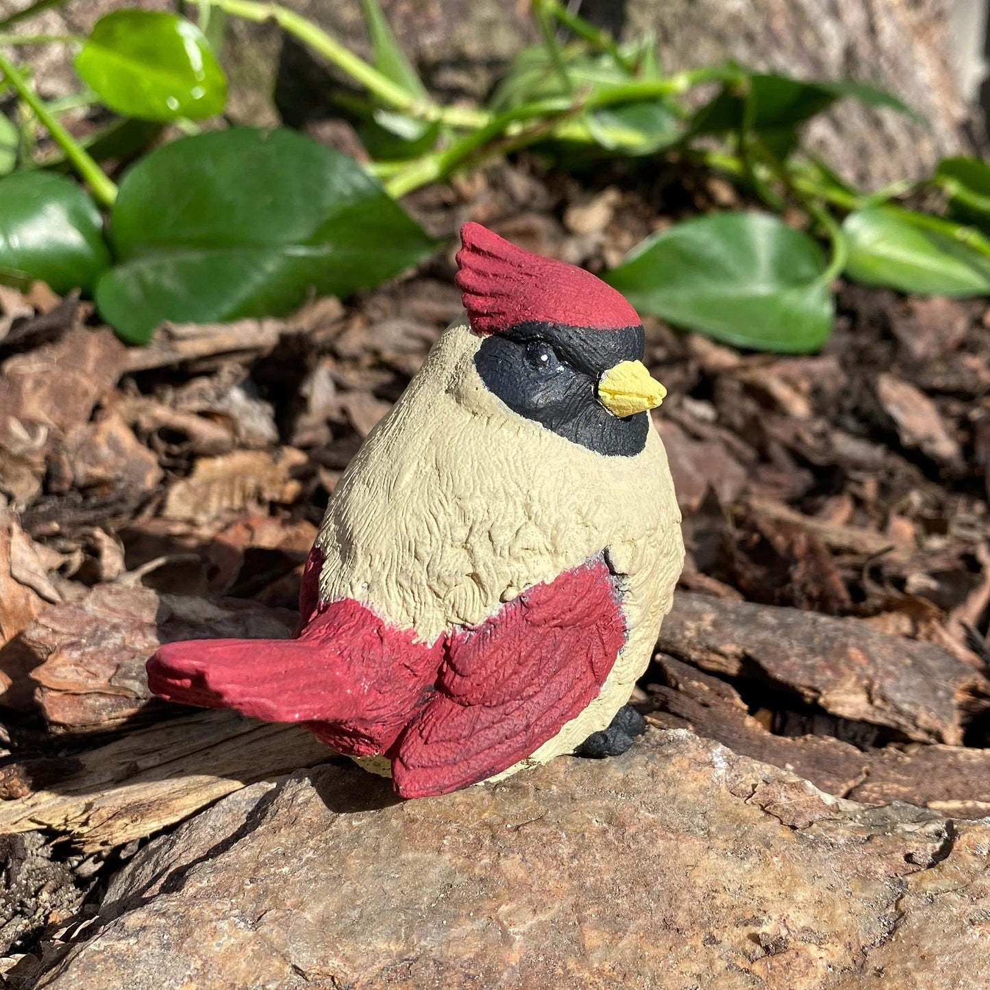 Handmade Pair of Cardinal Cement Statues