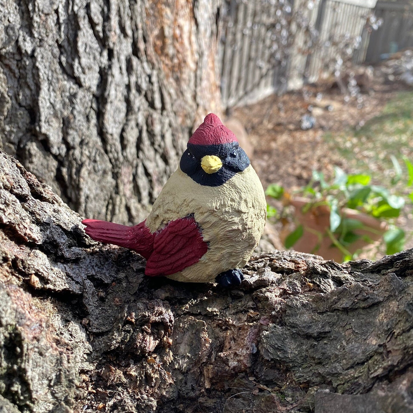 Handmade Cardinal Pair of Cement Figurines