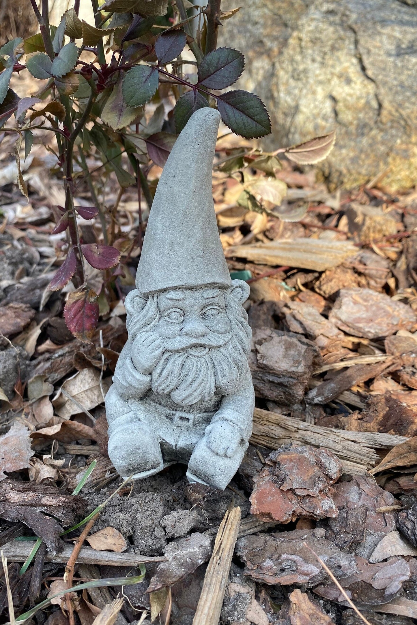 Handmade "The Three Gnomes" Matching Set Cement Statues