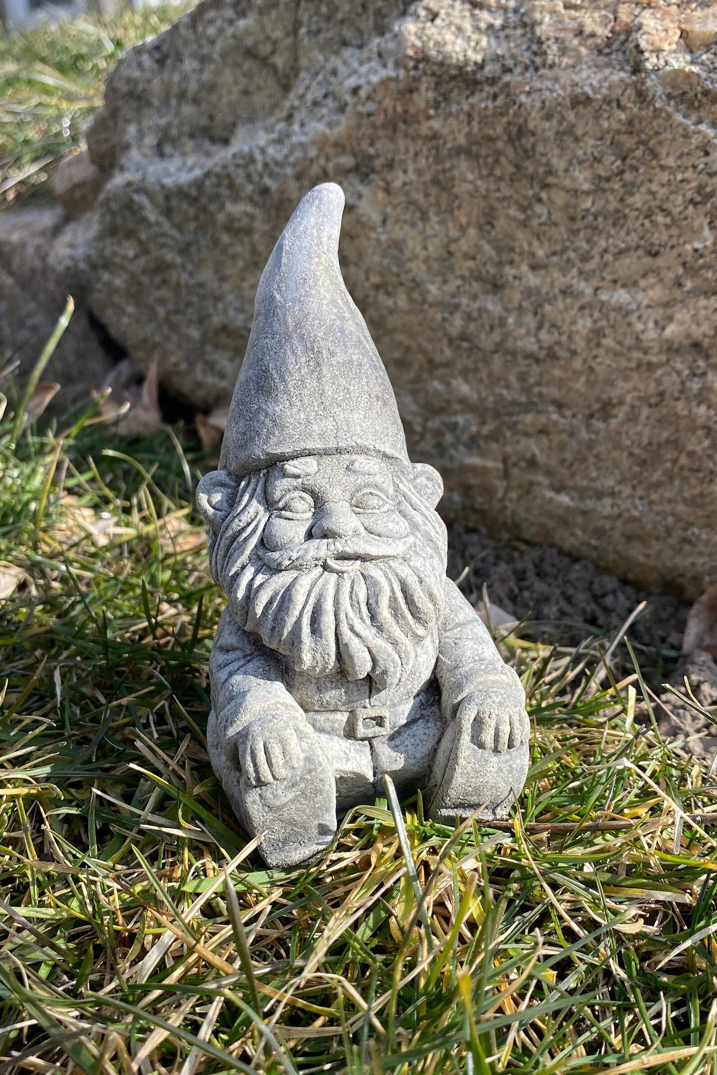 Handmade "The Three Gnomes" Matching Set Cement Statues