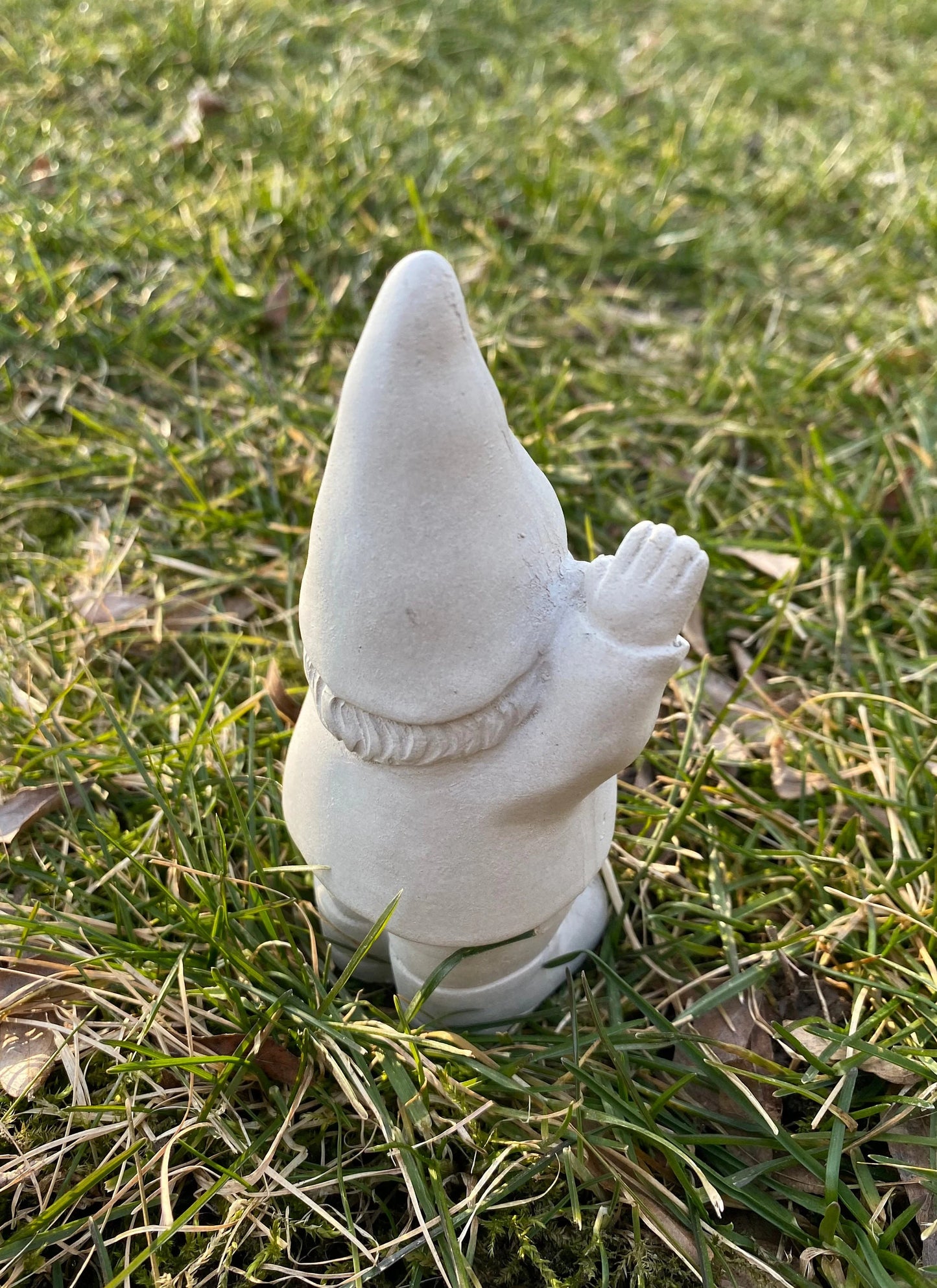 Handmade Garden Gnome With Shovel Cement Statue