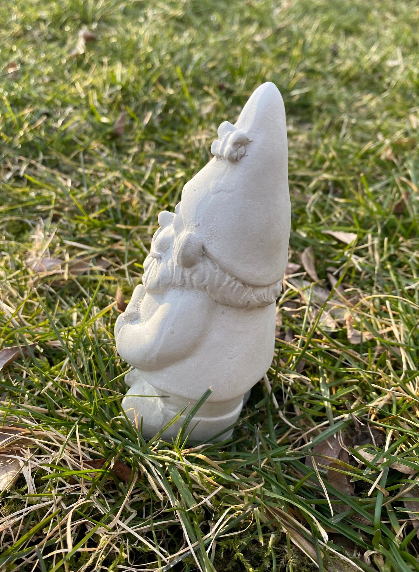 Handmade Garden Gnome With Shovel Cement Statue