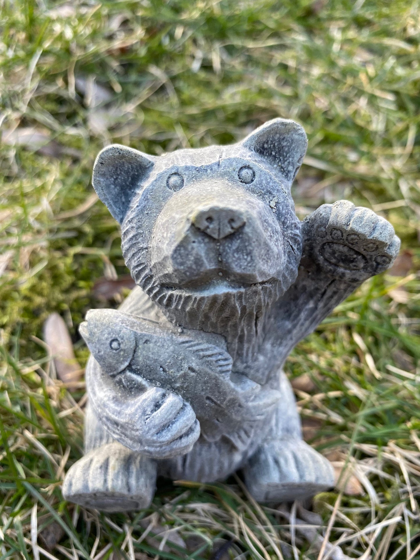 Handmade Matching Pair of Bear Cement Statues
