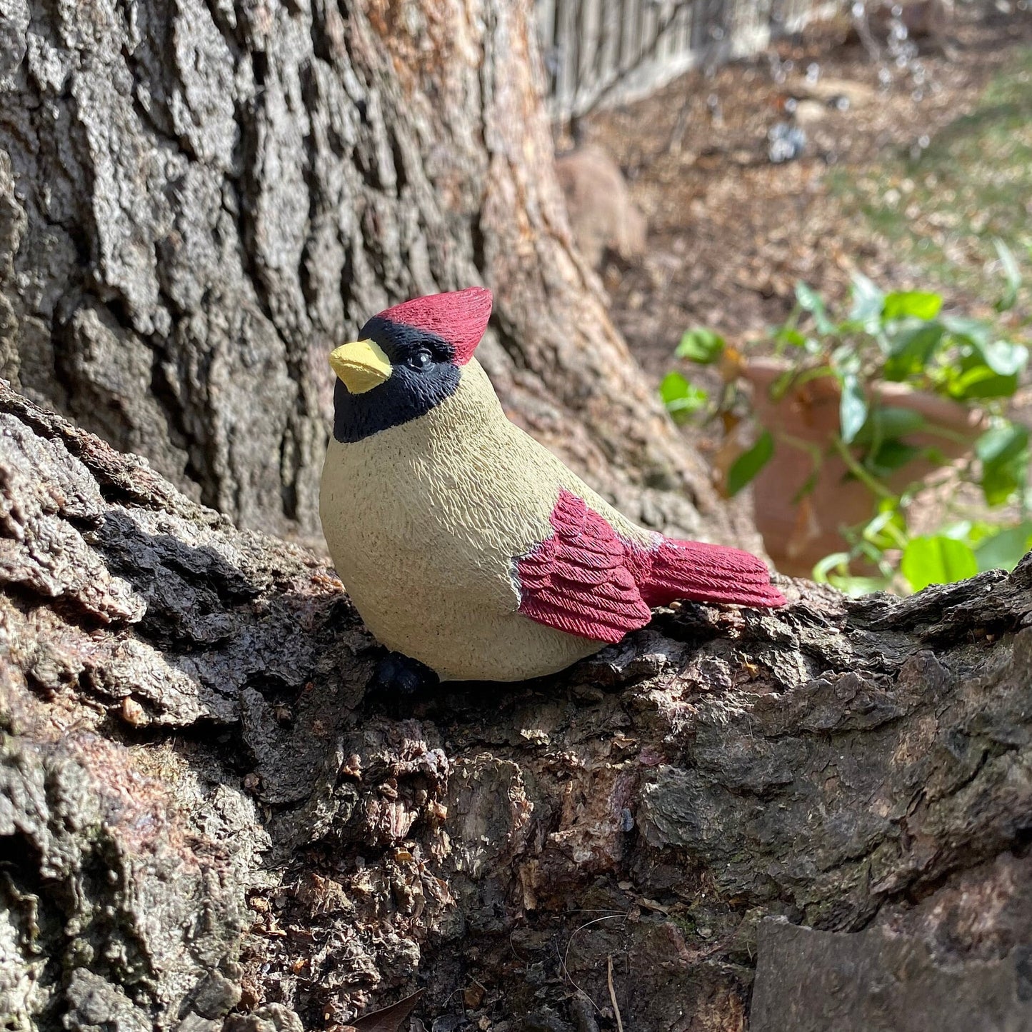 Handcrafted Female Cardinal Cement Figurine
