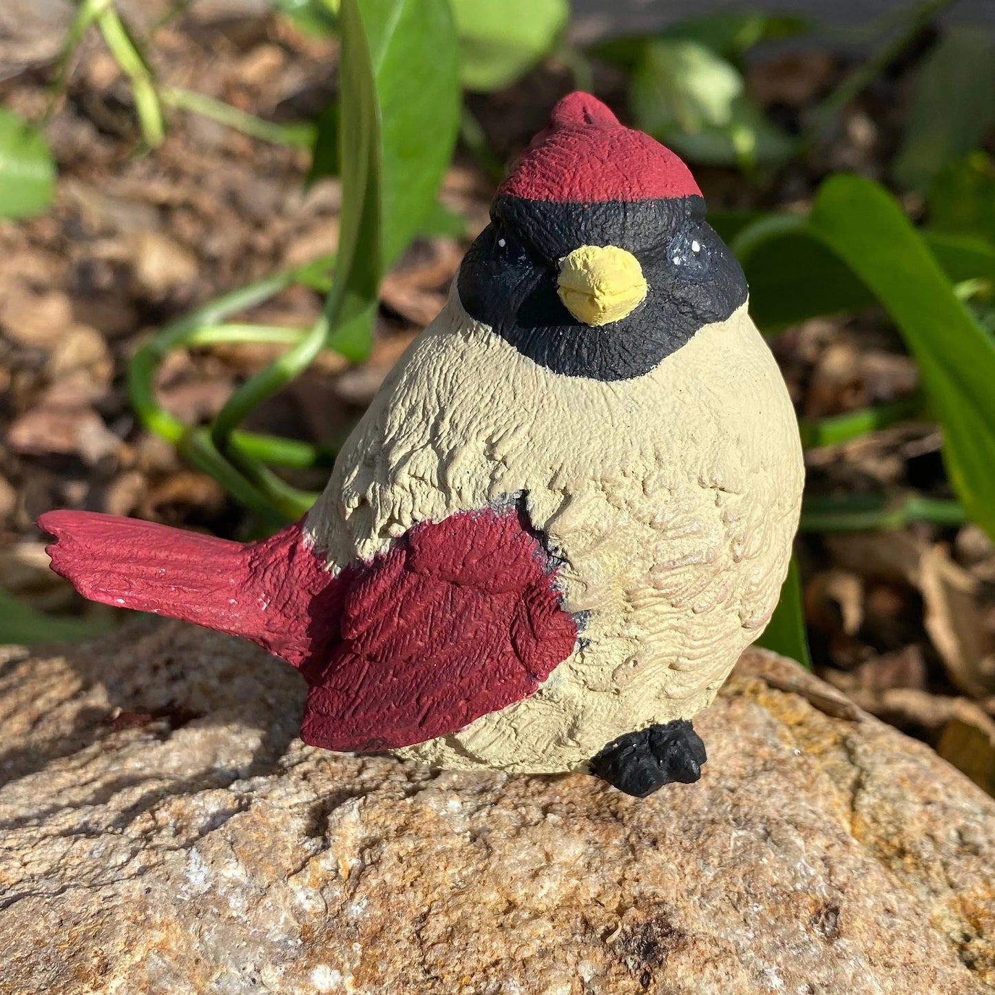 Handmade Pair of Cardinal Cement Statues